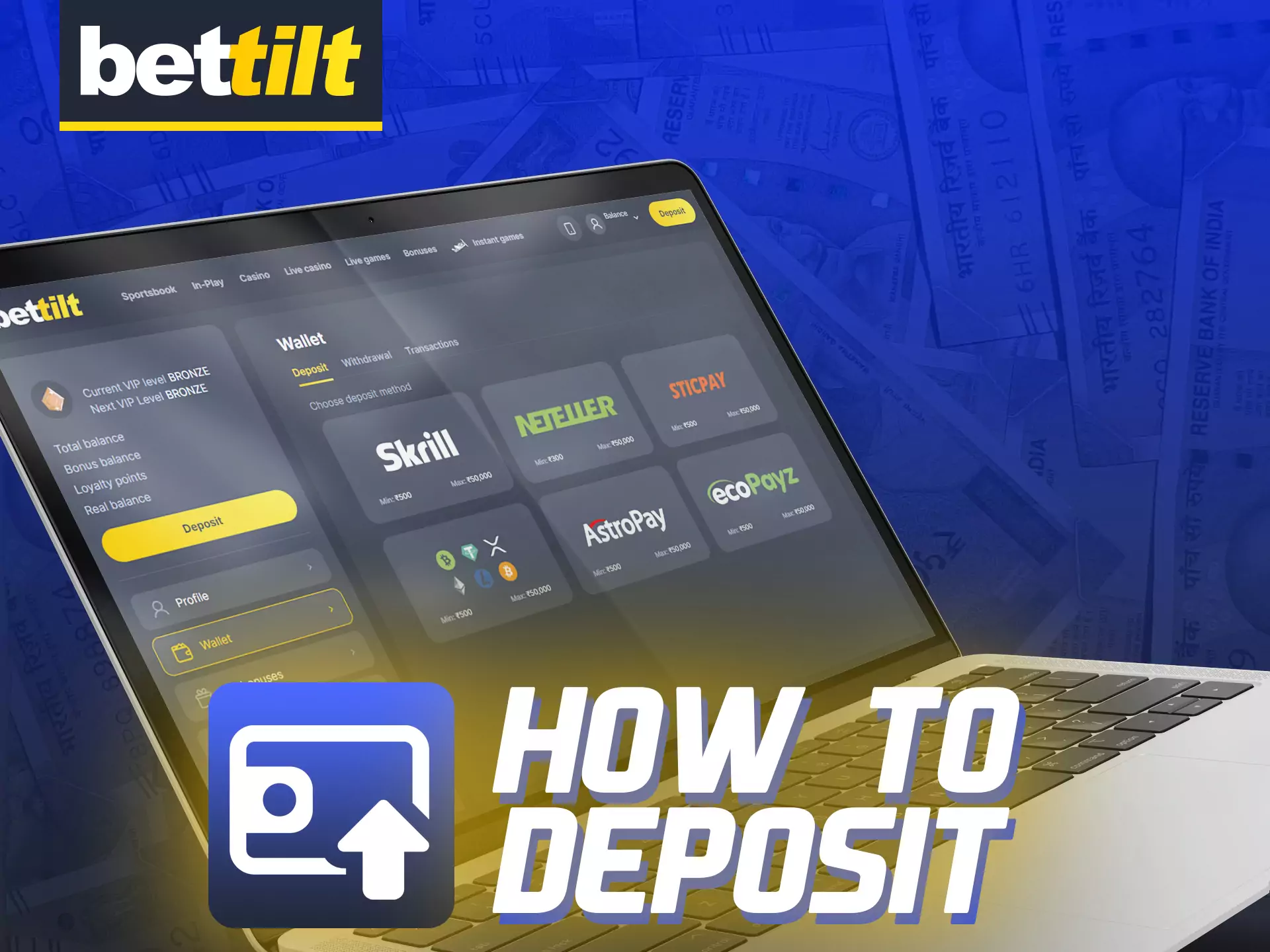 With these instructions, learn how to easily deposit on Bettilt.