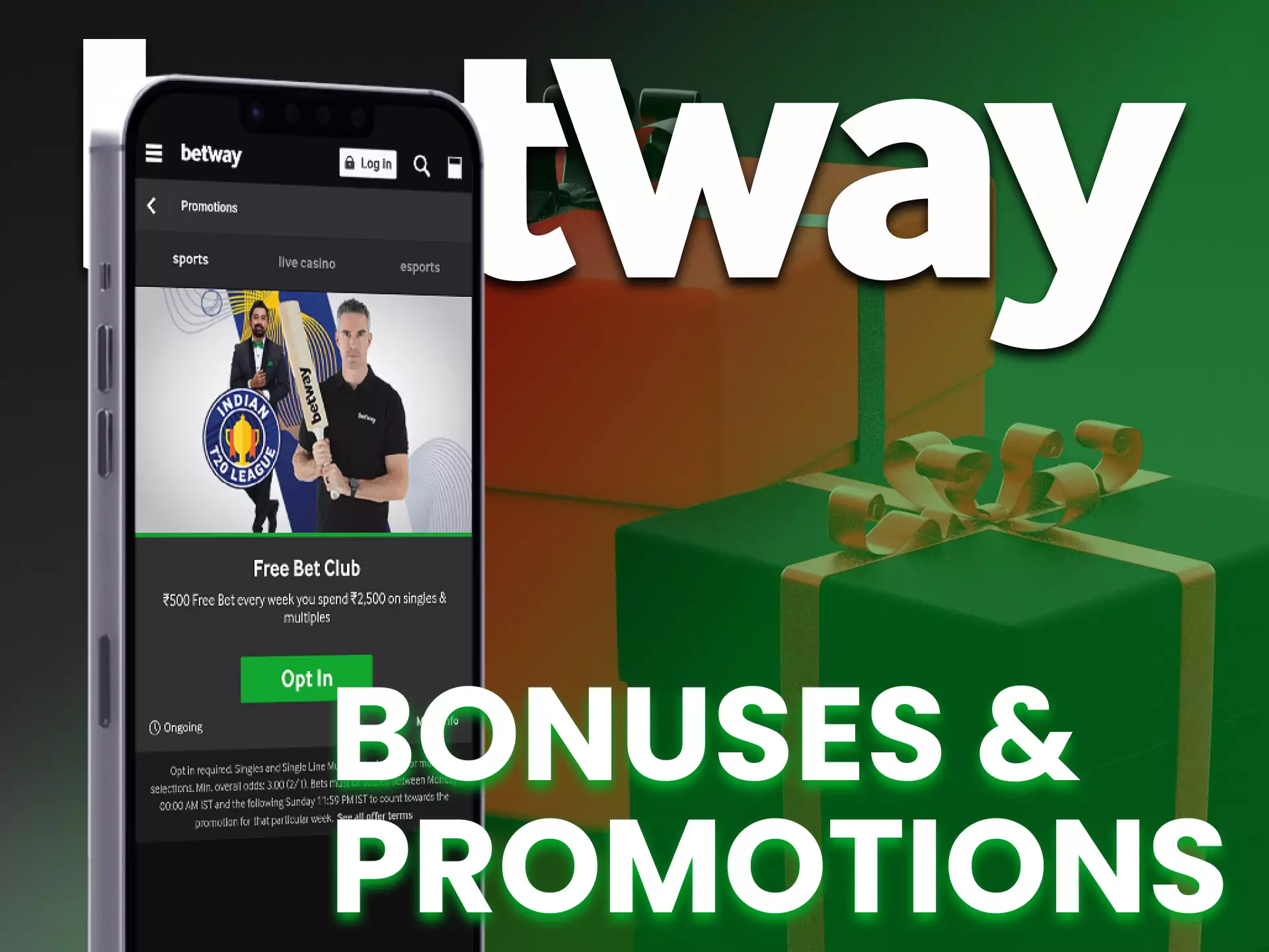 You can find various bonuses and promotions in the Betway app.