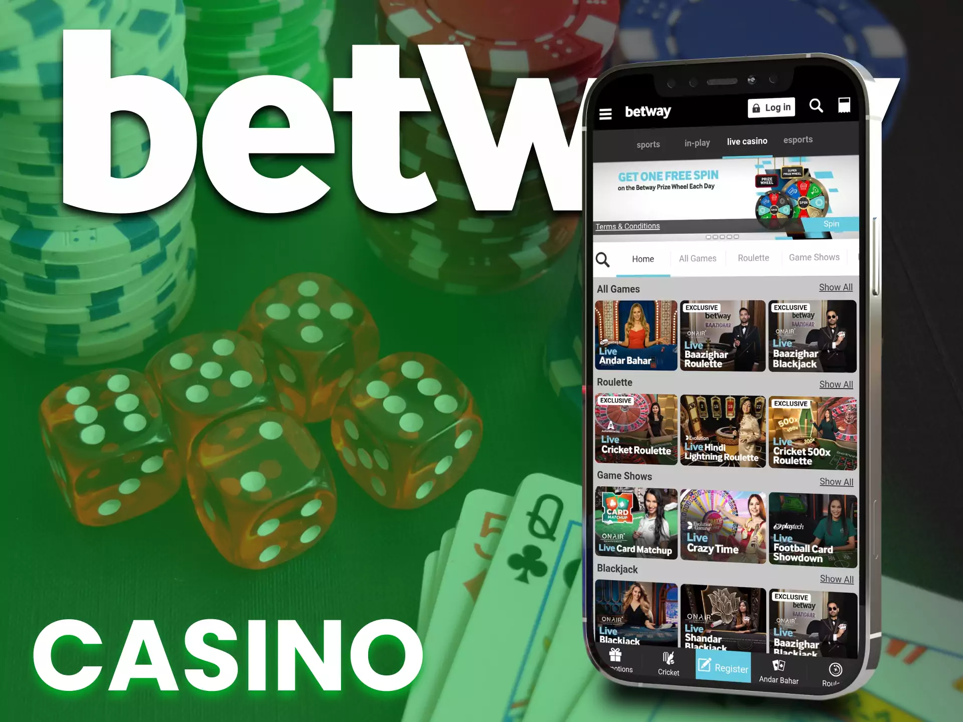 On the Betway app, play at the Casino.