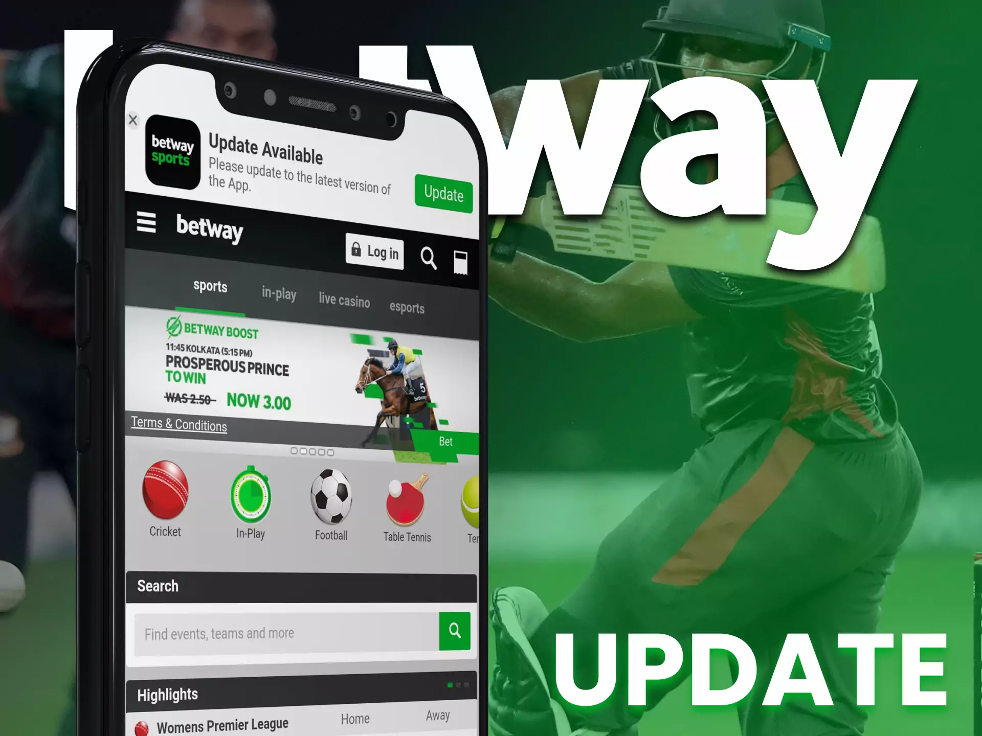 Be sure to update the Betway app.