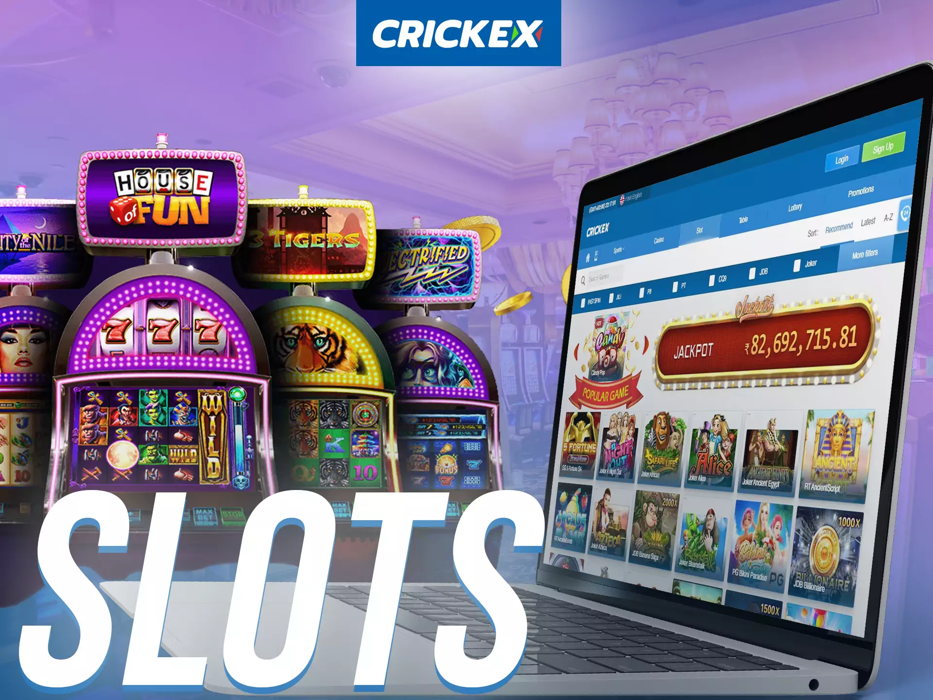 At Crickex, try your luck at slots.