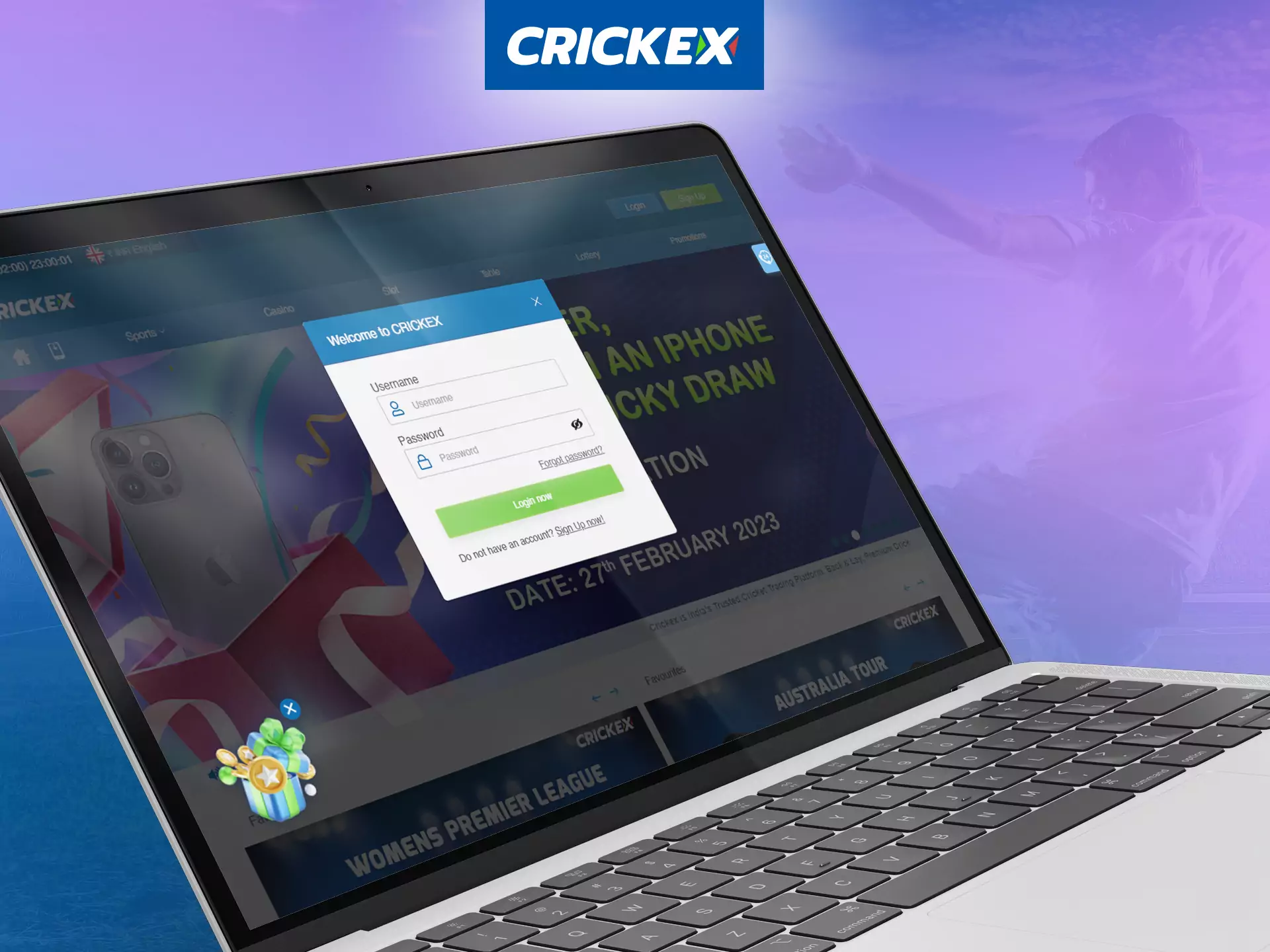 At Crickex, log in to your account to get all the features and bonuses.