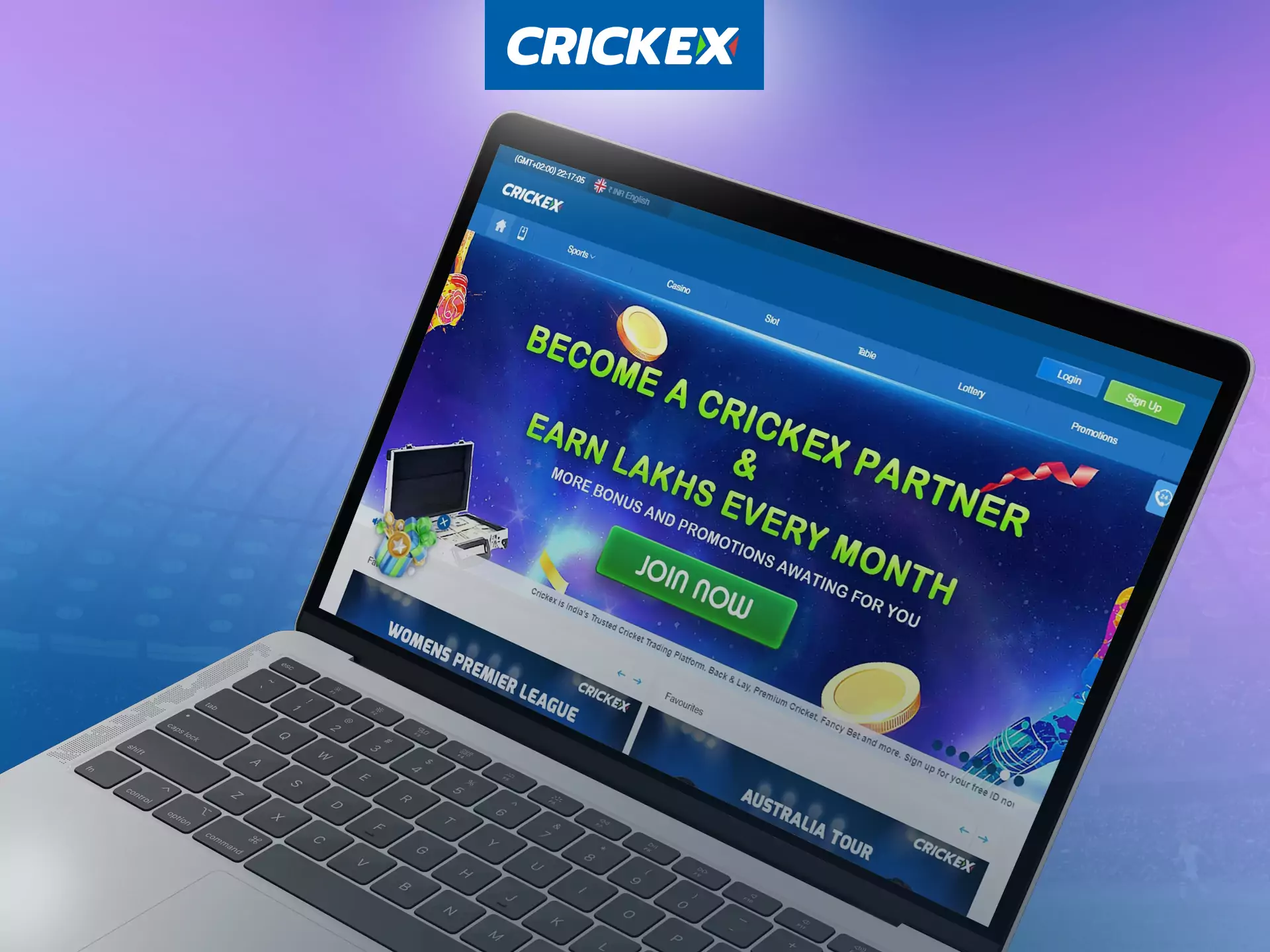 Crickex has an official site where you can bet, play in the casino and get a lot of bonuses.