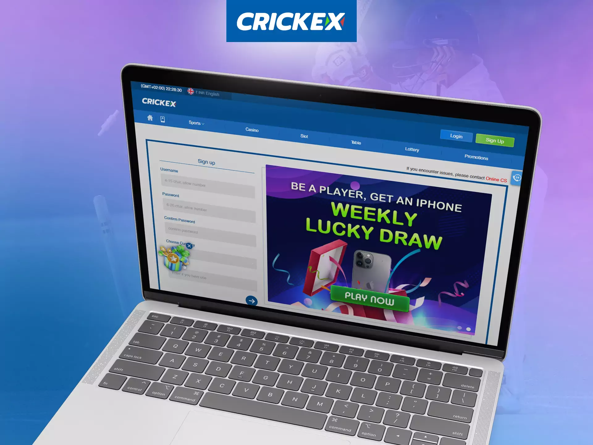 Go through a simple registration on Crickex and create your betting account.