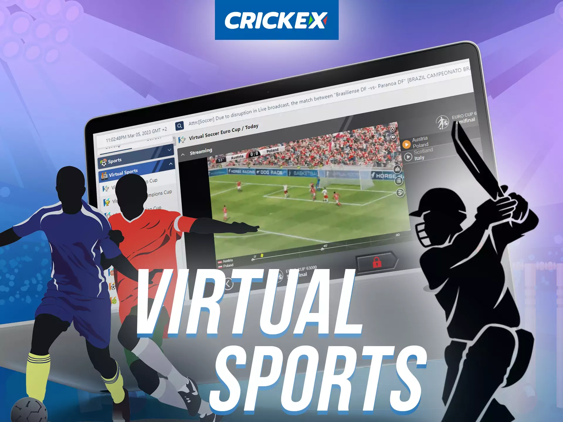 At Crickex, place bets on virtual sports.