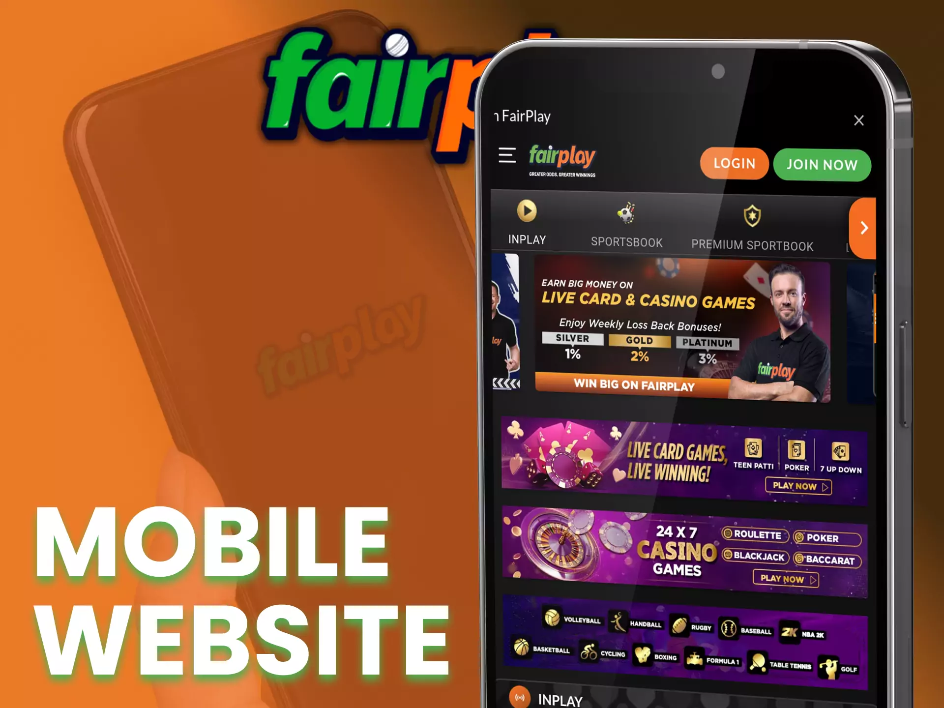 Fairplay has a handy mobile version of the site, for betting and casino games.