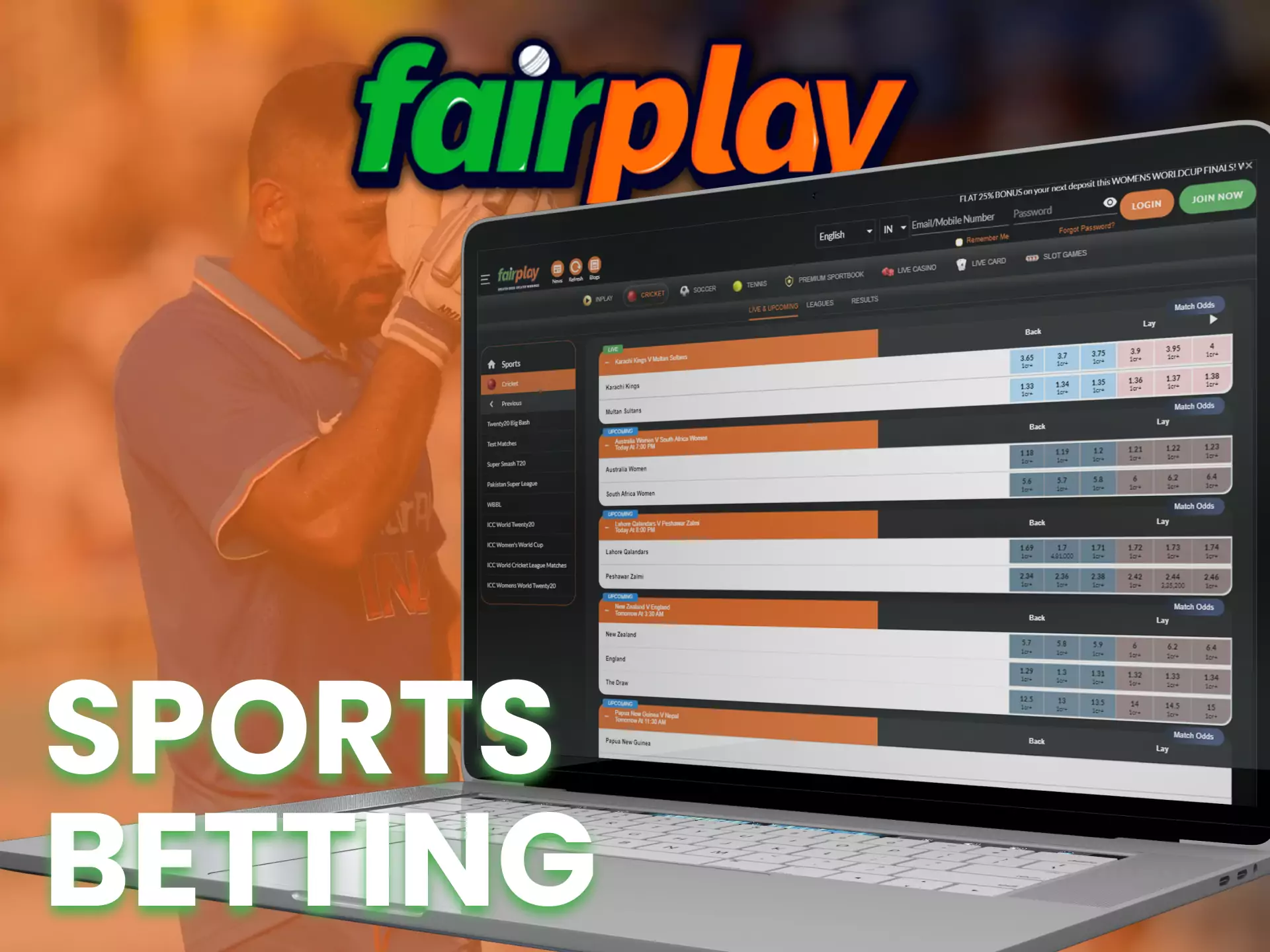 At Fairplay, bet on a variety of sports.