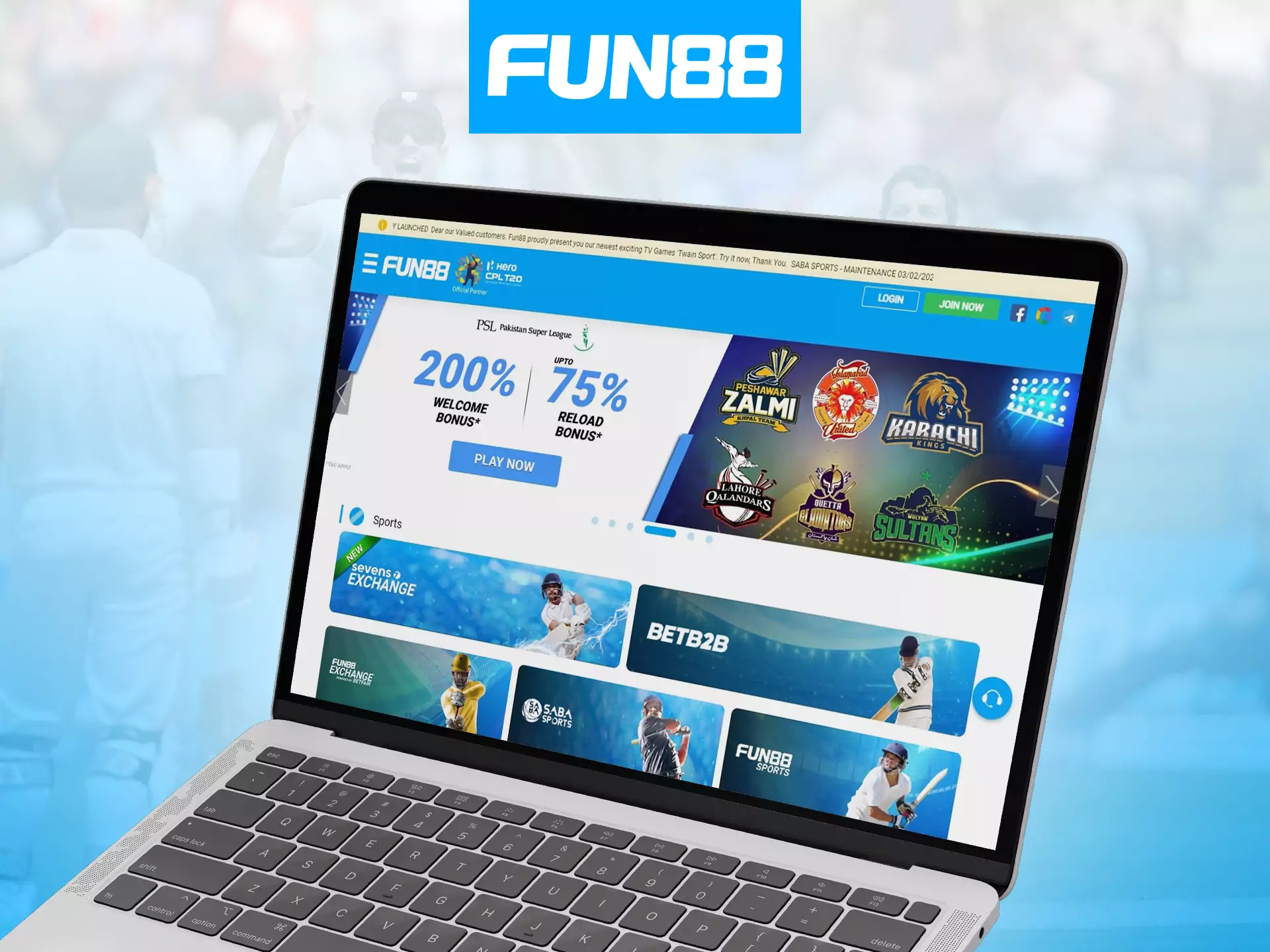 Place your bets and play on Fun88 using the client for your personal computer.