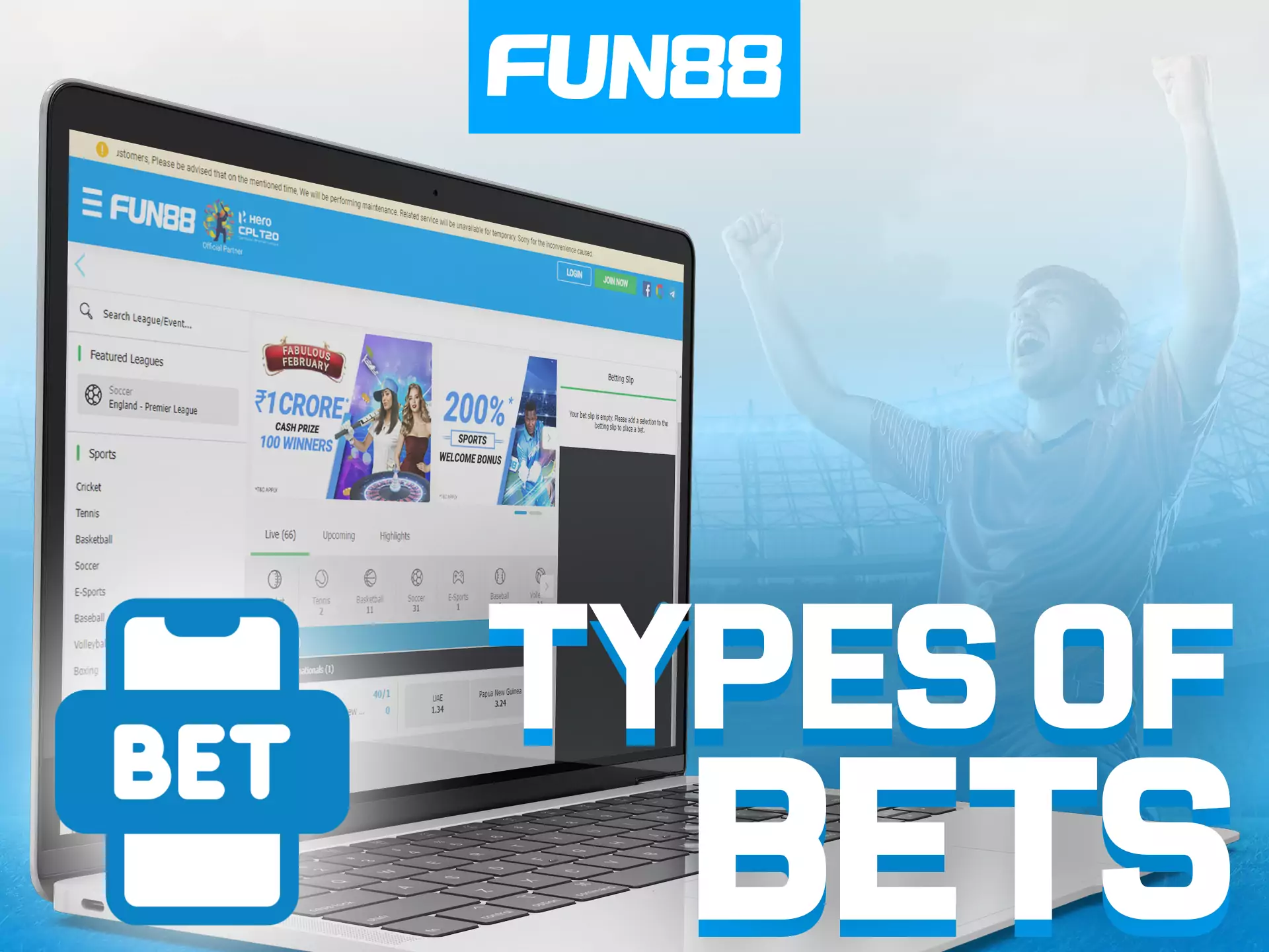 At Fun88, try different types of bets.