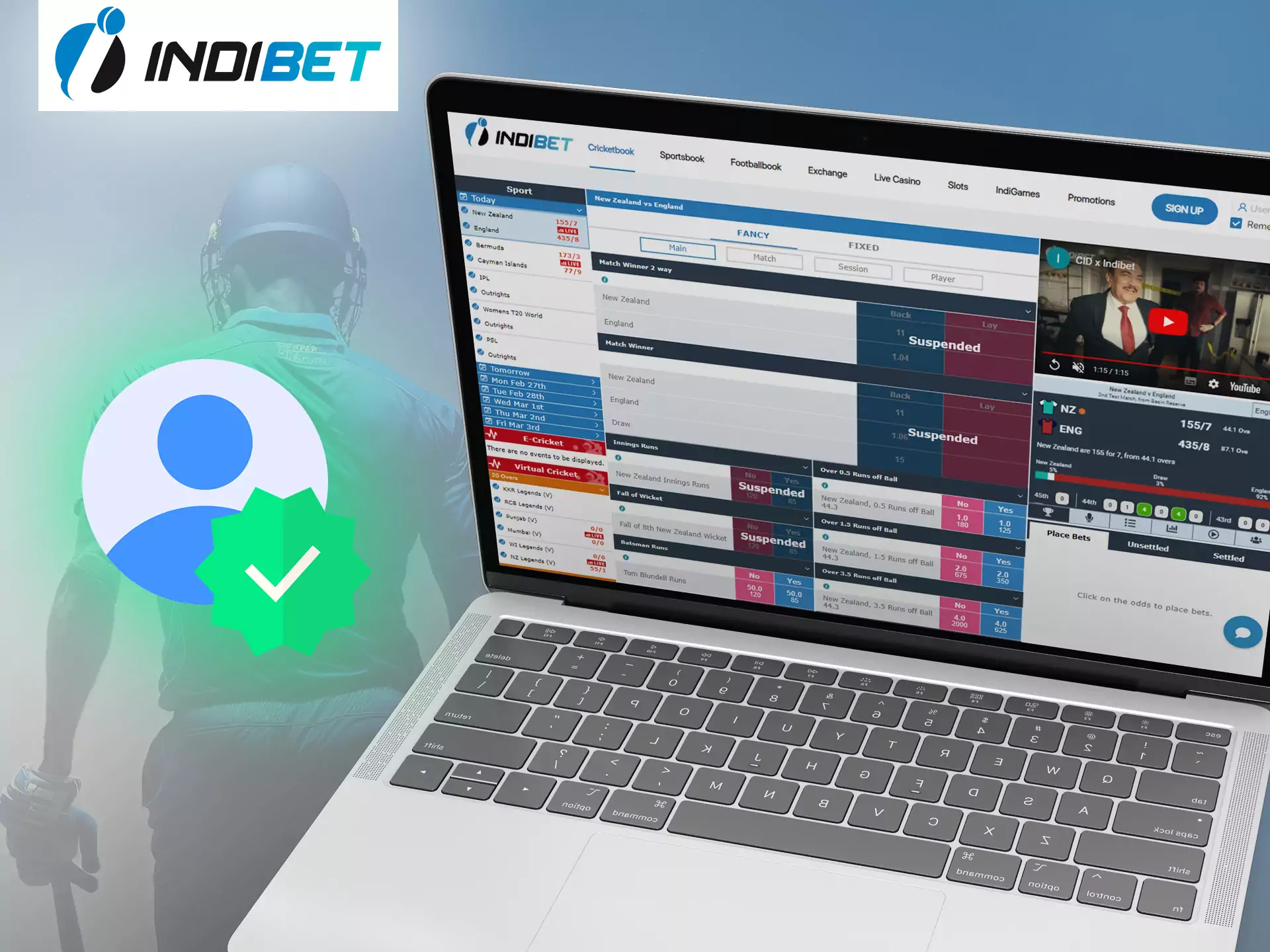 Confirm your identity on Indibet to bet and withdraw your winnings.