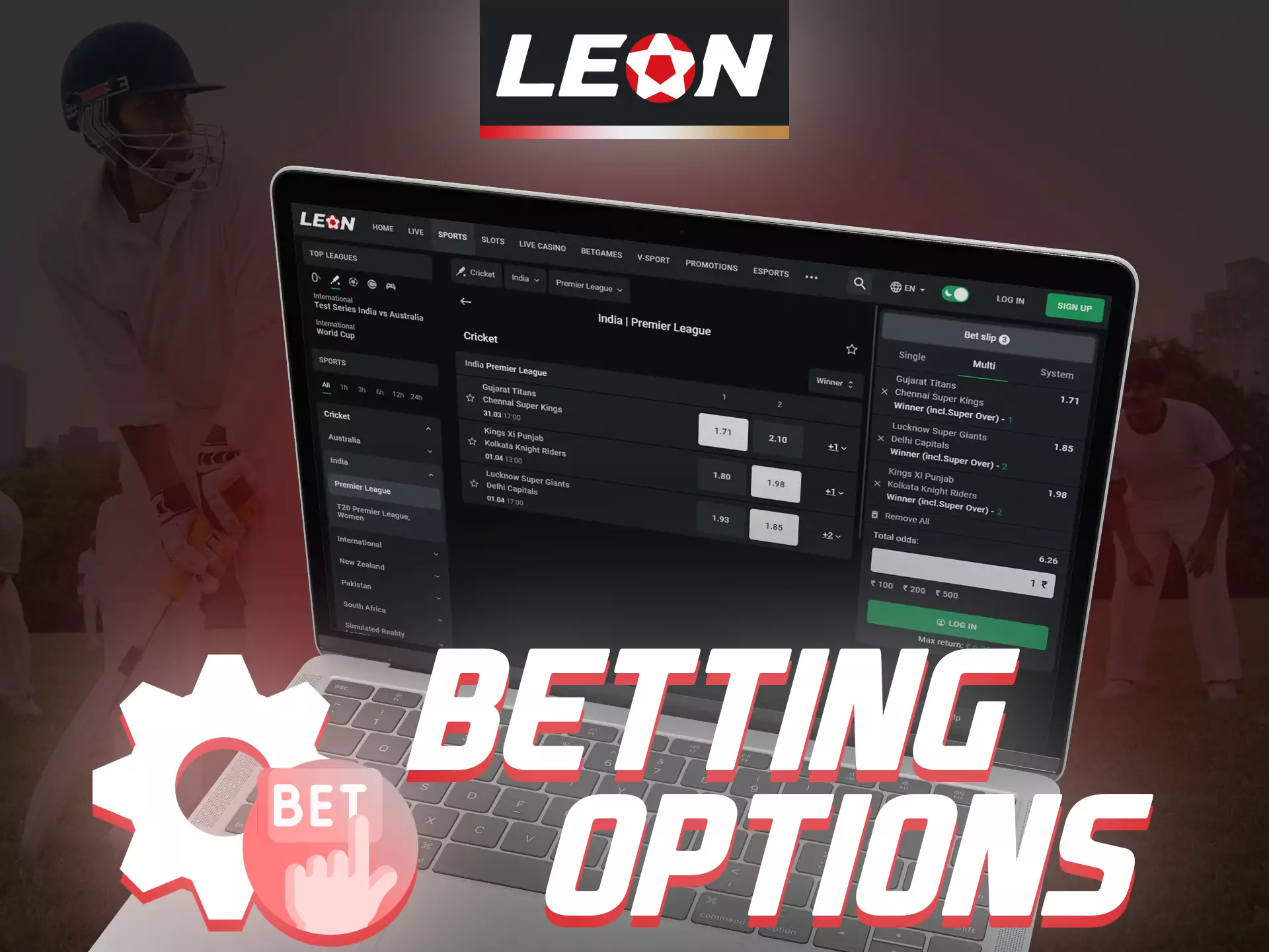 Leonbet offers various options for sports betting.