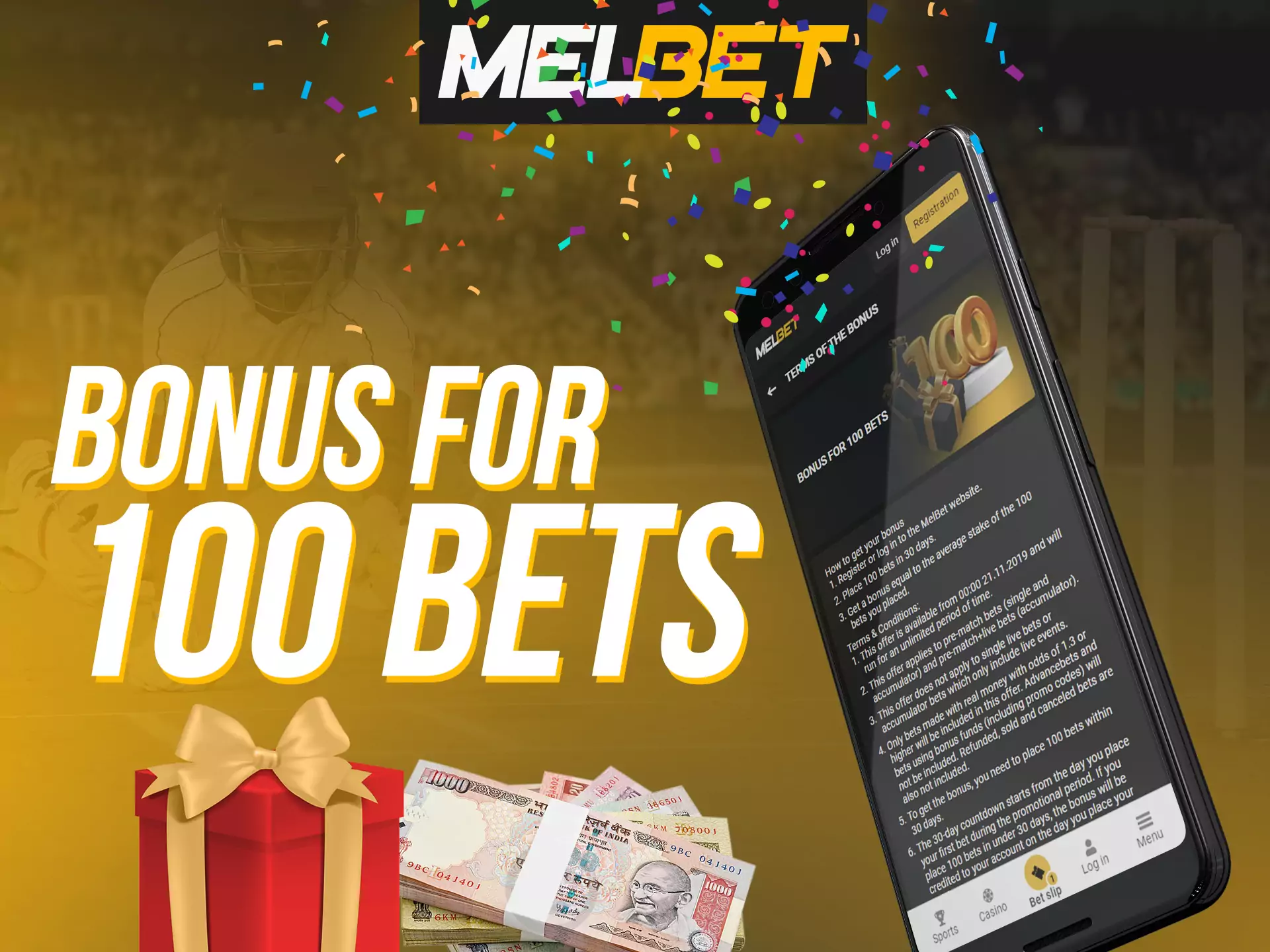 In Melbet app you can count on a special bonus for betting.
