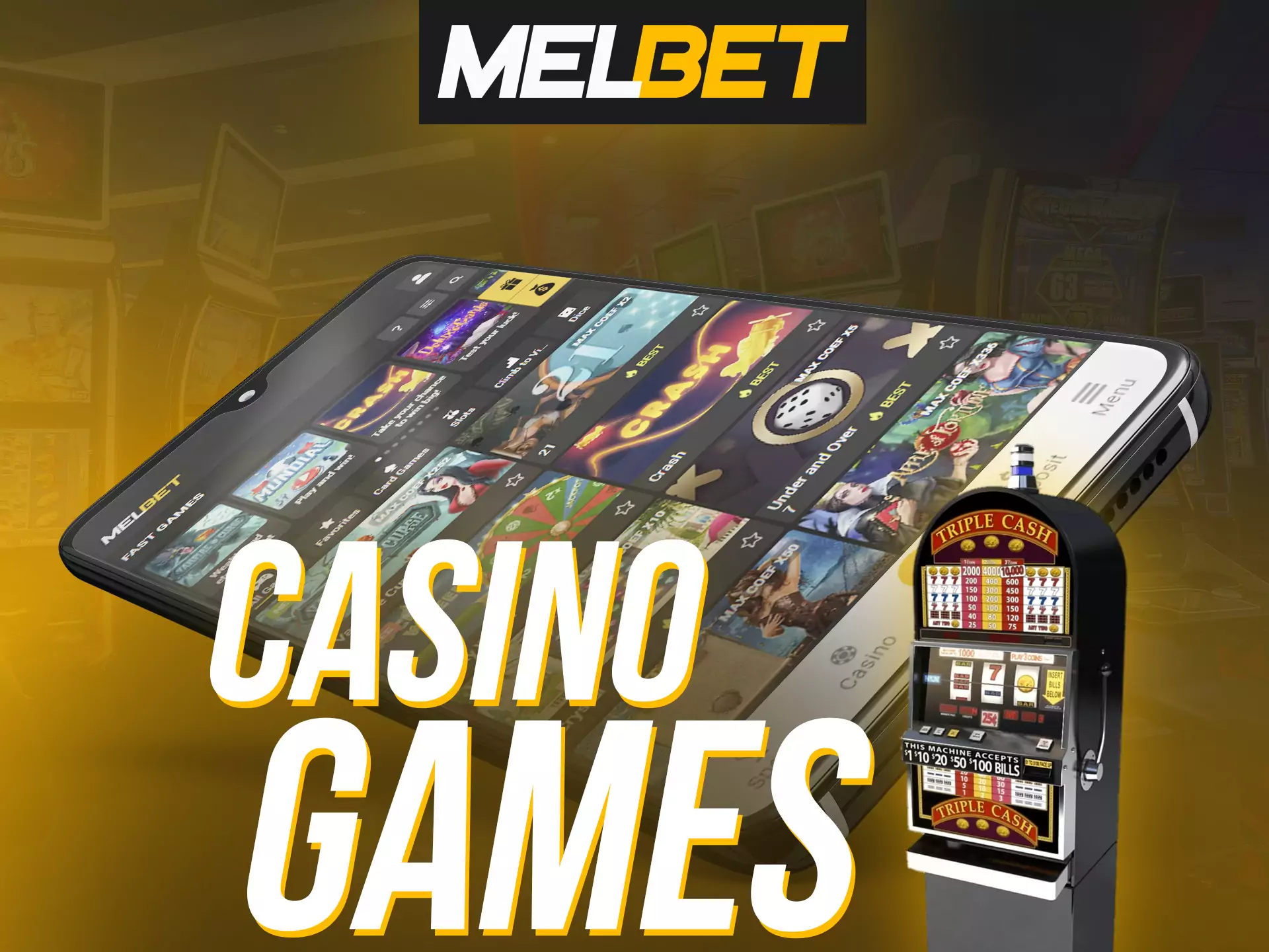 In the Melbet app you can play casino games.