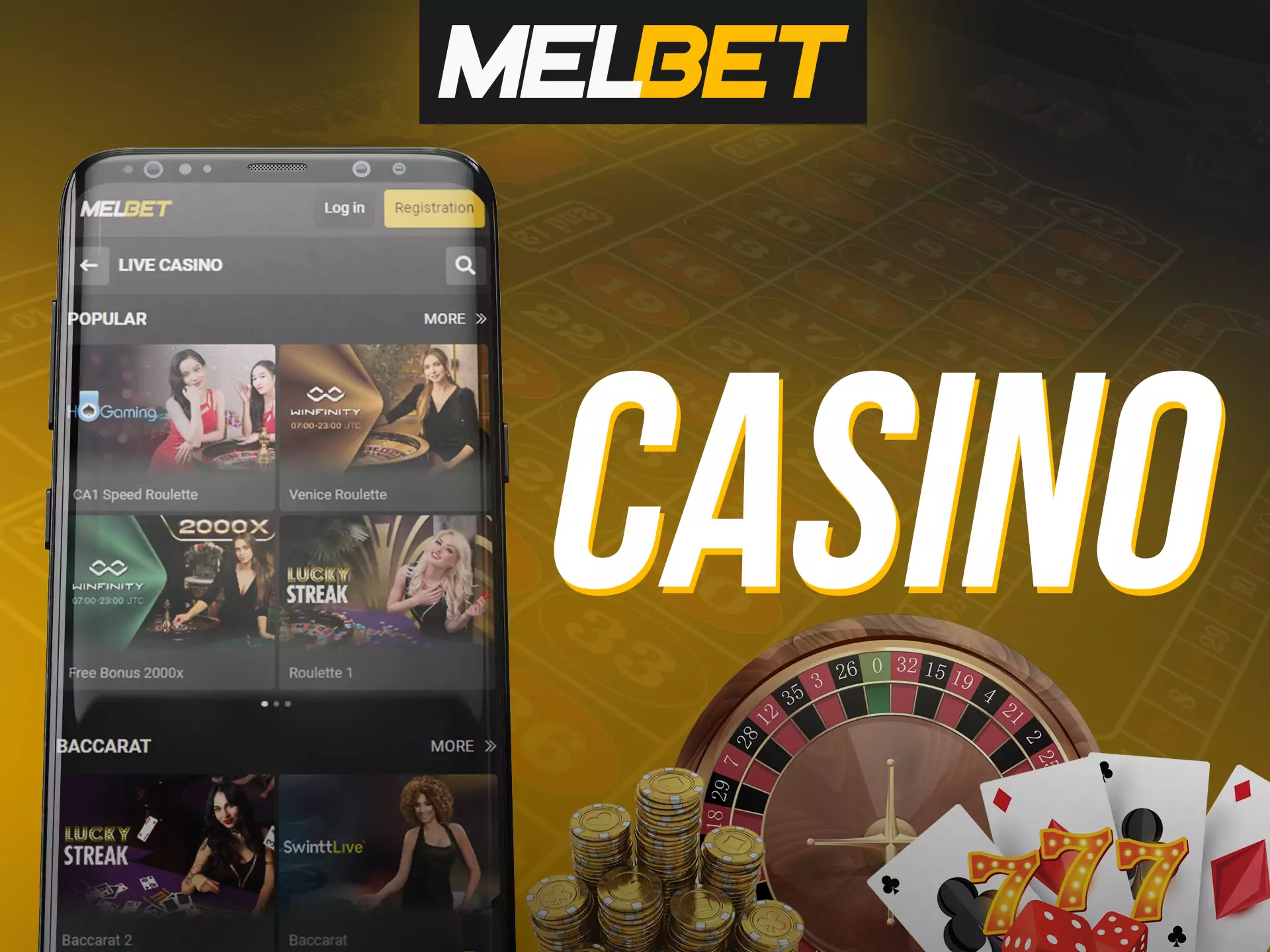 In the Melbet app, visit the casino section.