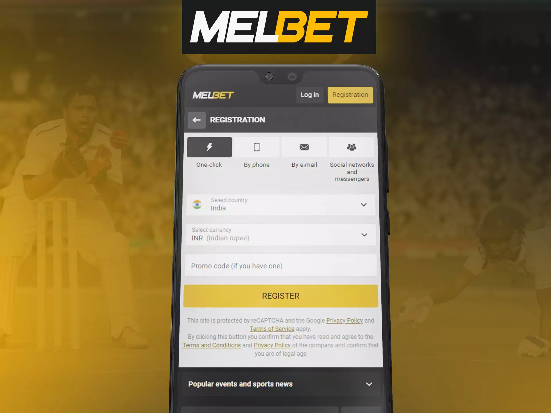 Complete a simple registration in the Melbet app.