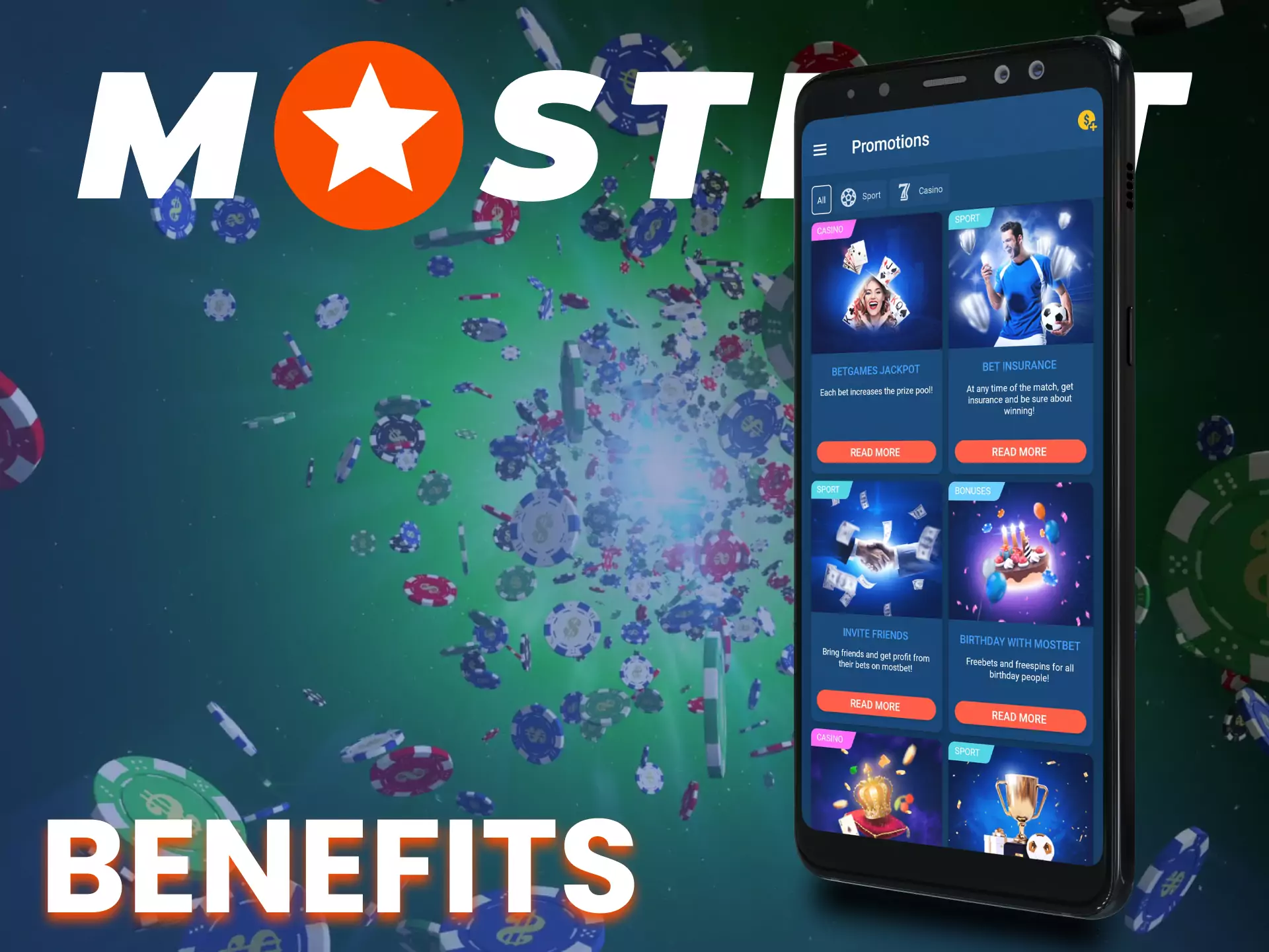 At Mostbet app players are waiting for a lot of benefits.