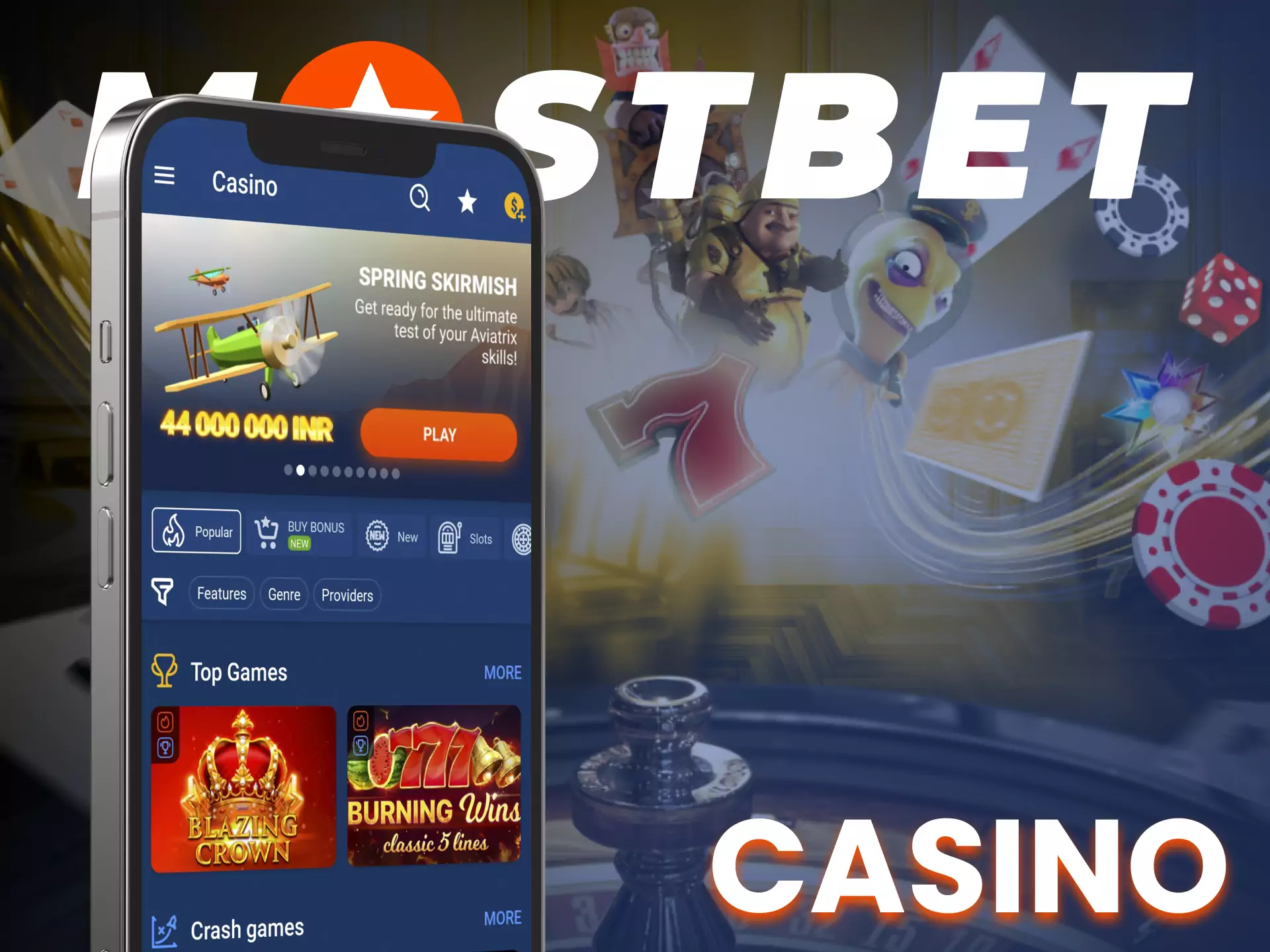 Be sure to visit the Casino section of the Mostbet app.