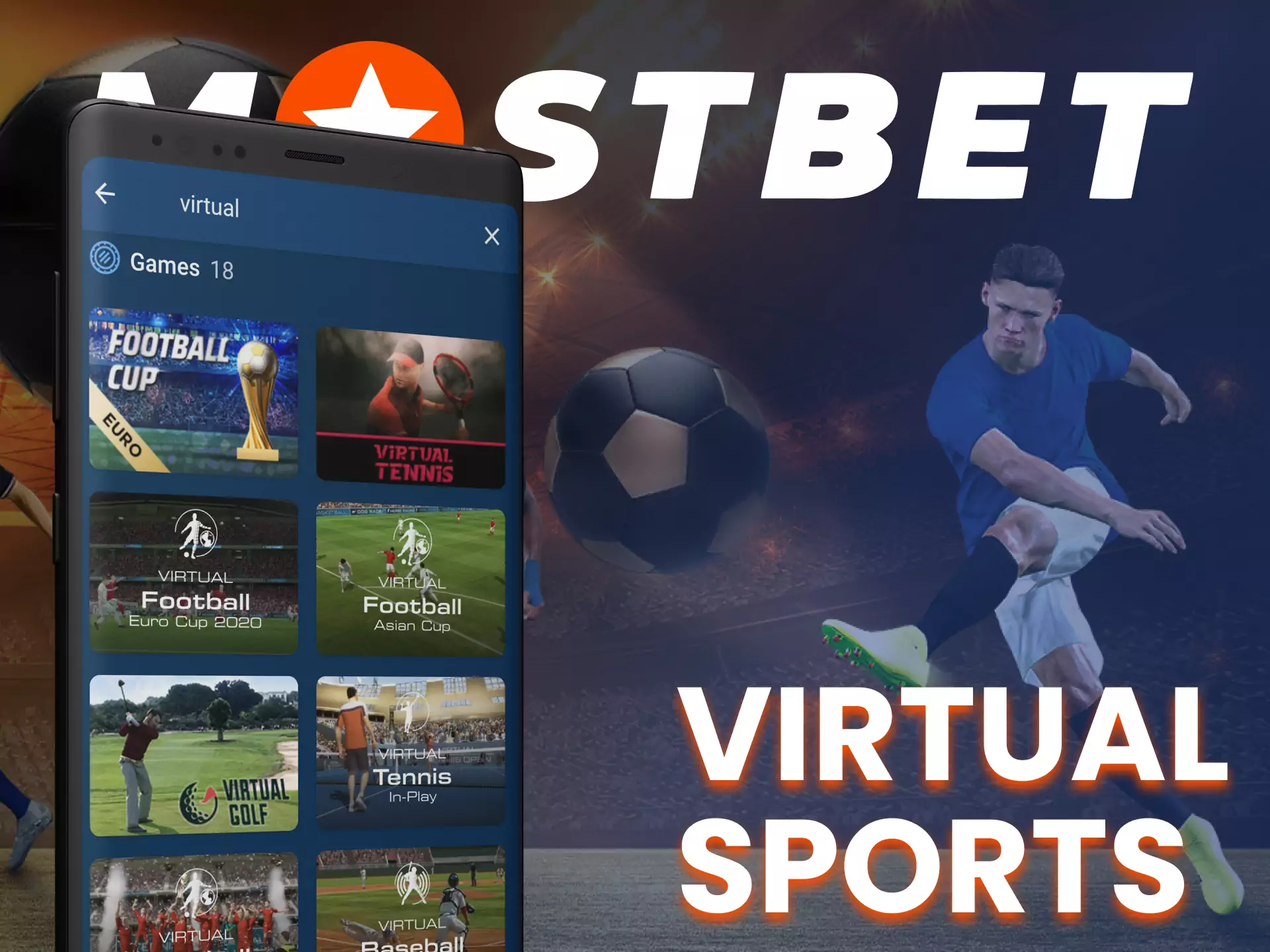 Bet on virtual sports with Mostbet app.