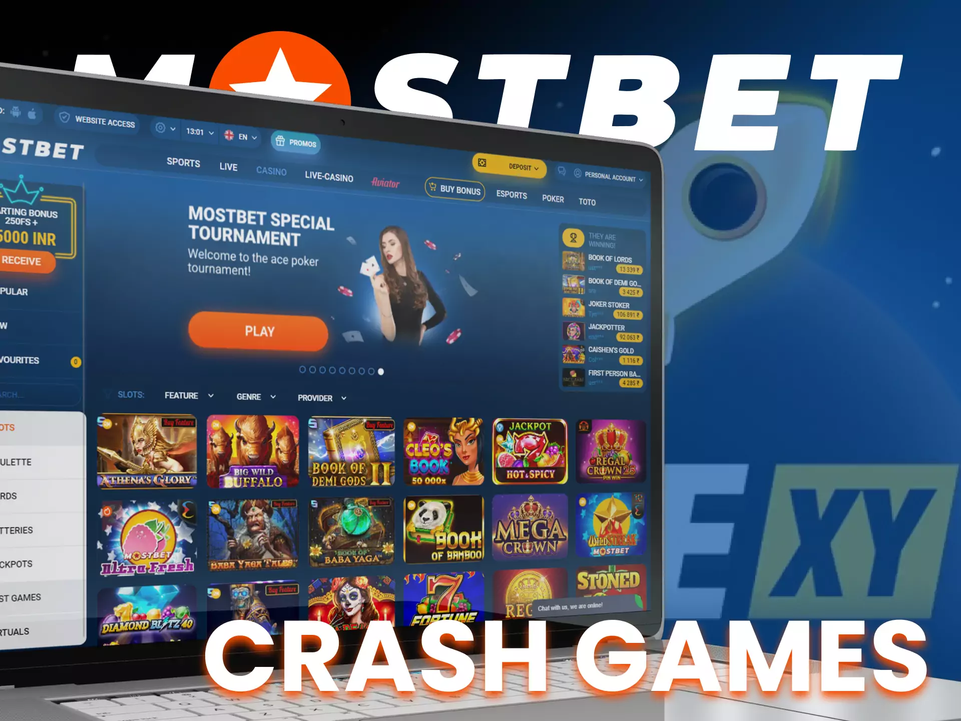 At Mostbet, try your luck at crash games.