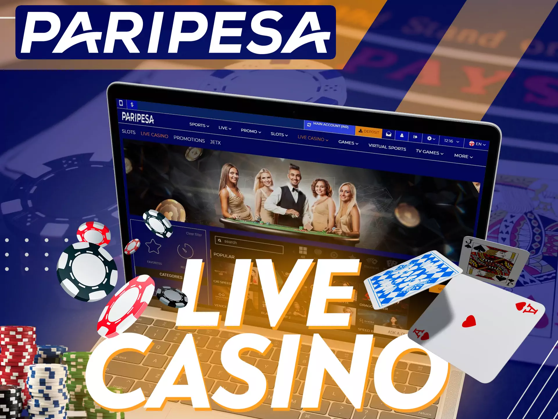 At Paripesa you can play live casino games with real dealers.