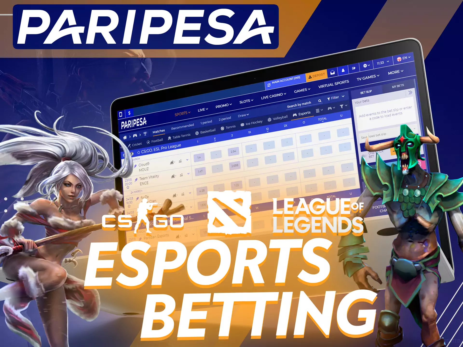 On Paripesa, bet on esport if you are a real fan.