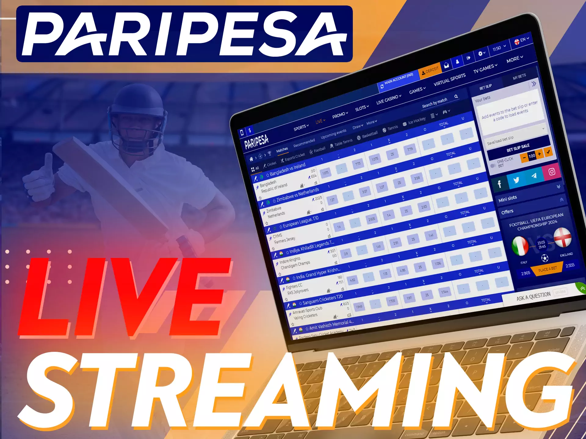 At Paripesa you can bet on sports while live streaming matches.