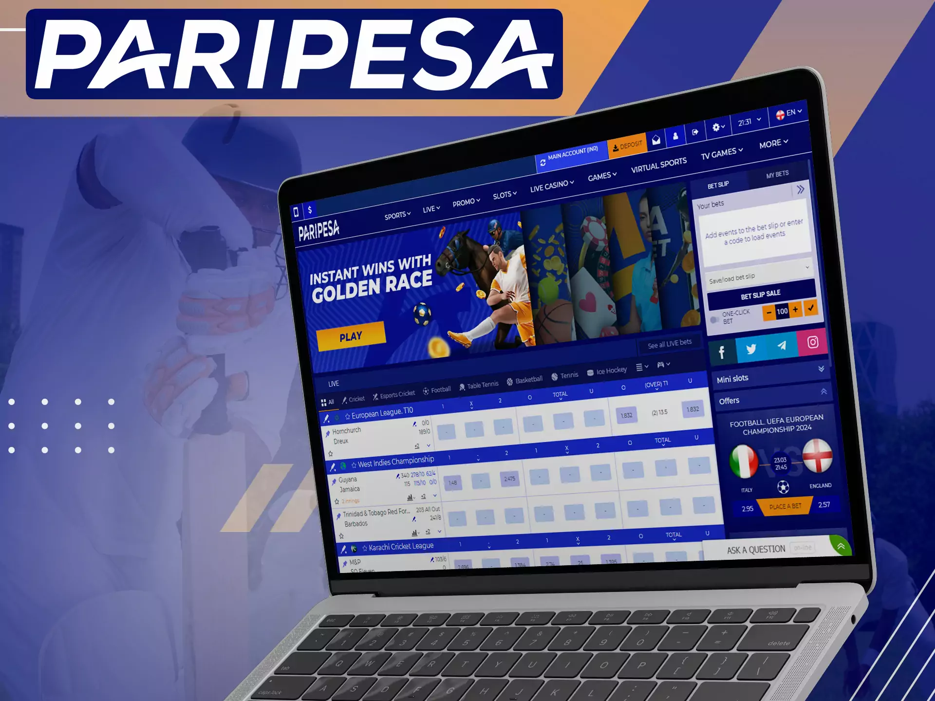 On the official website of Paripesa you can bet and play in the casino.