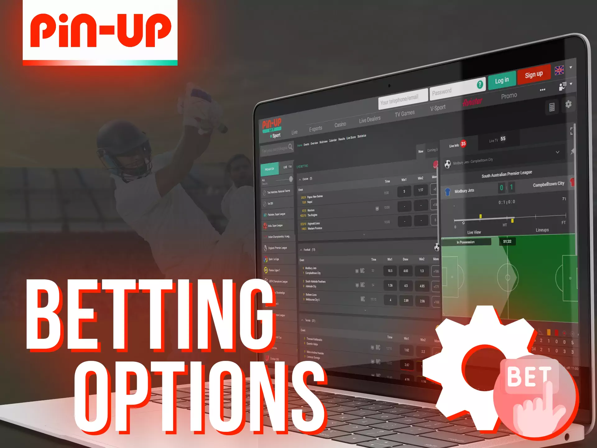 Pin-up has various options for sports betting.
