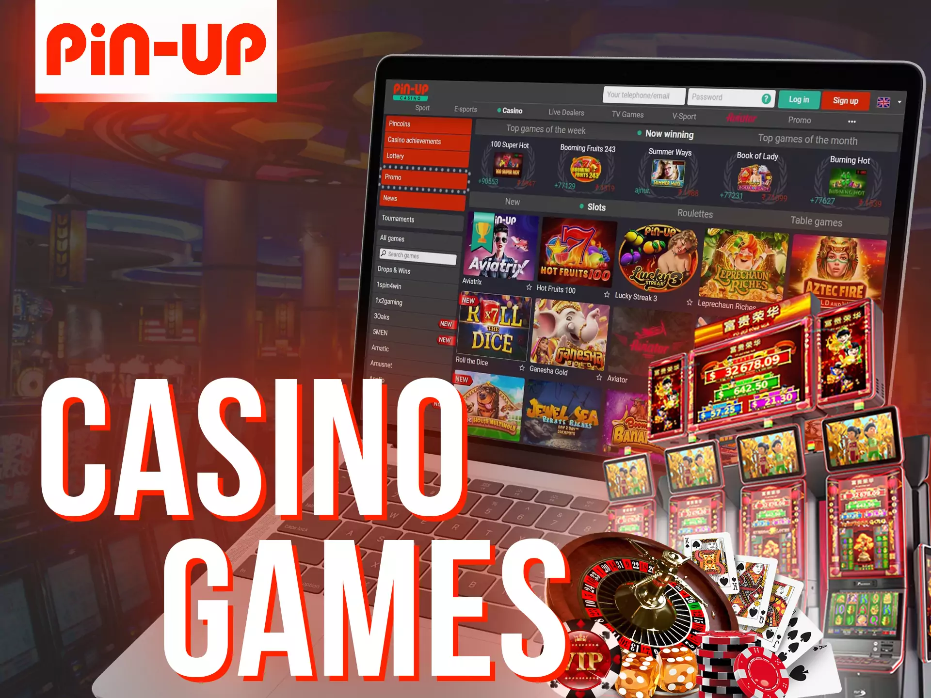 Play a variety of games in the Pin-up section of the casino.