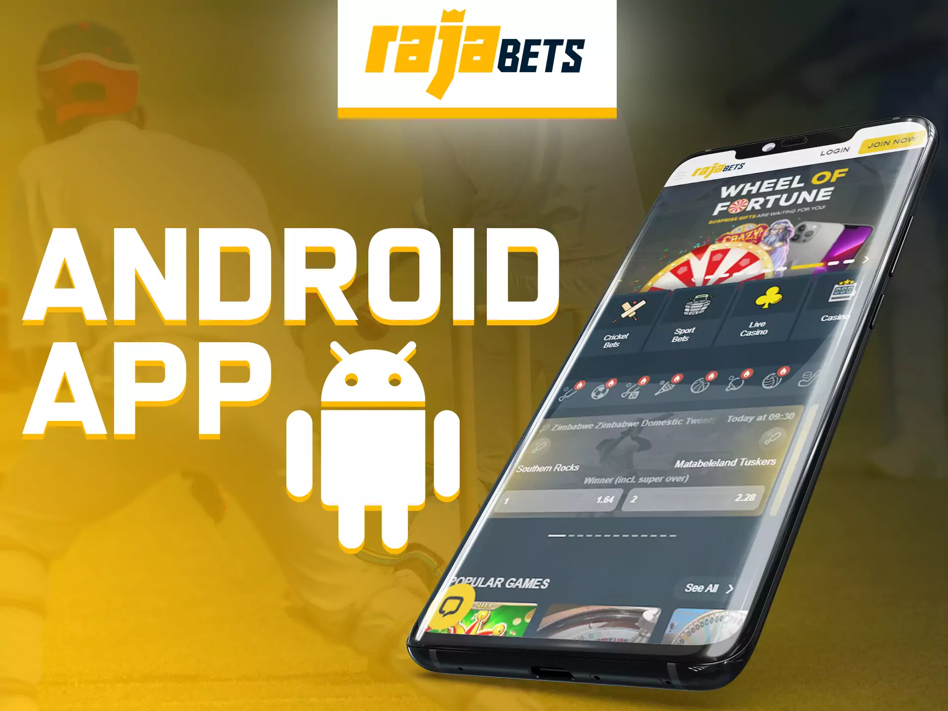 Place your bets with Rajabets on your Android device.