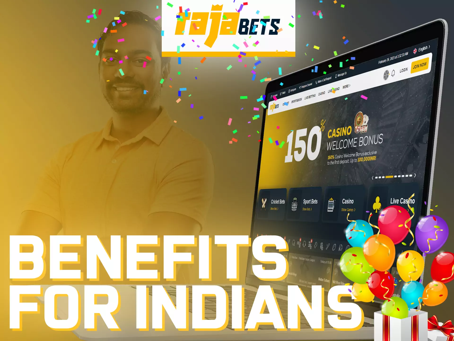 Rajabets offers many benefits and bonuses to its players from India.