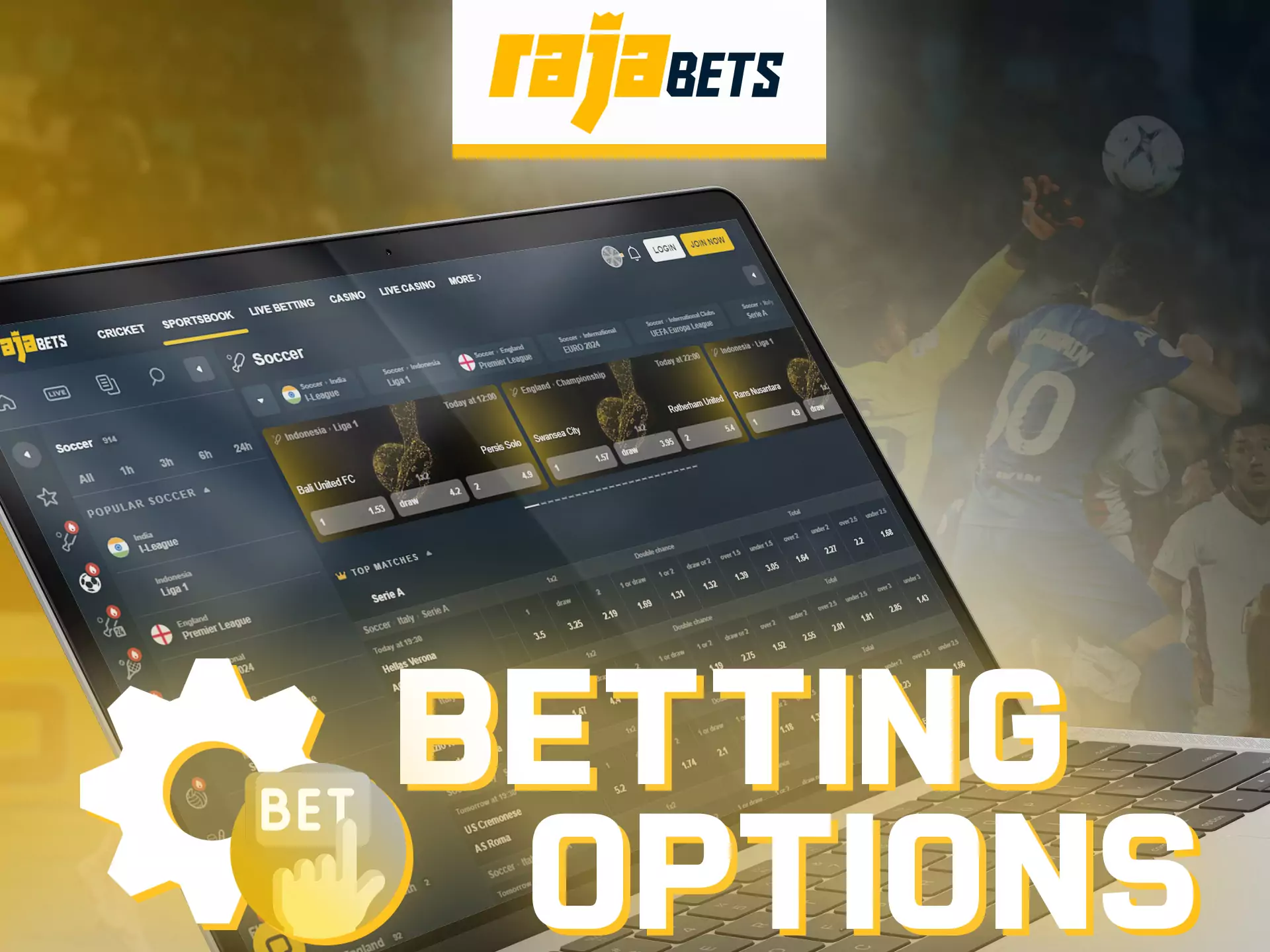 At Rajabets, try different options for sports betting.