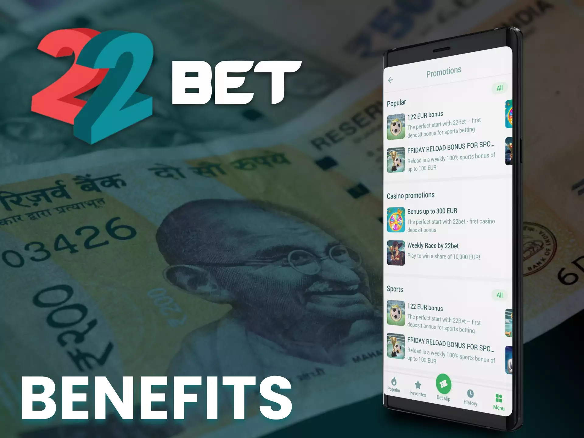 22bet app offers its players many benefits.
