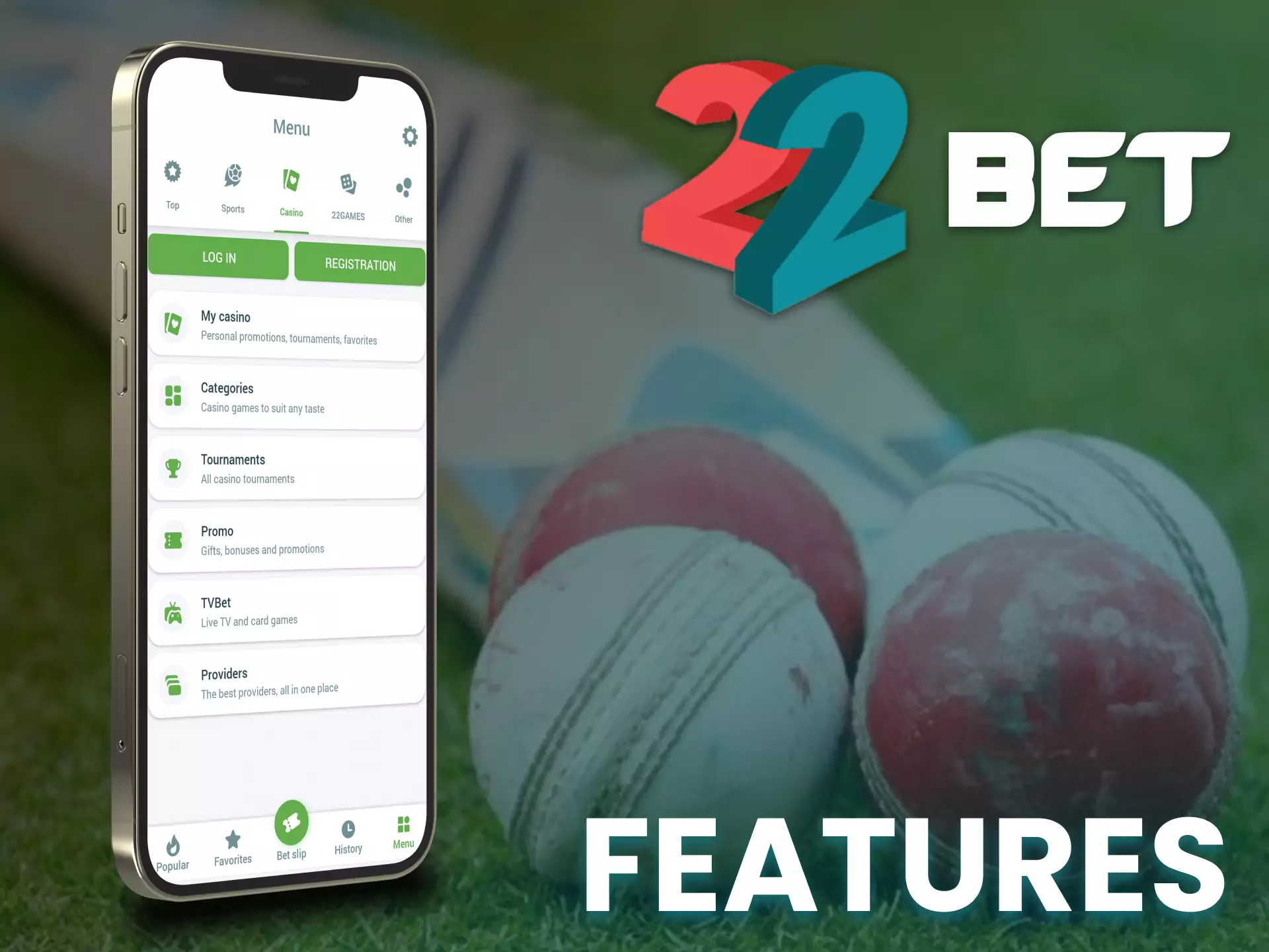 The 22bet app has many handy features.