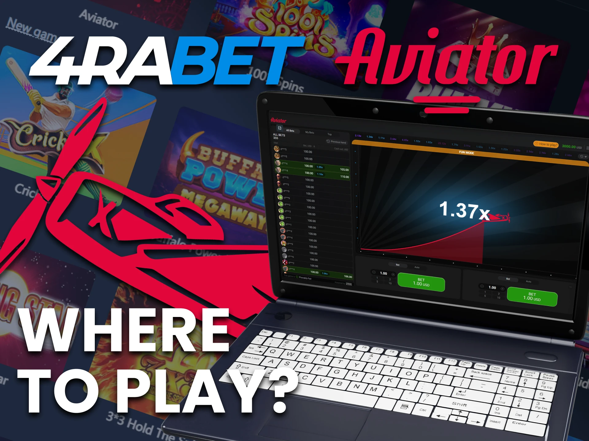 You can play the Aviator game in the 4rabet online casino section.