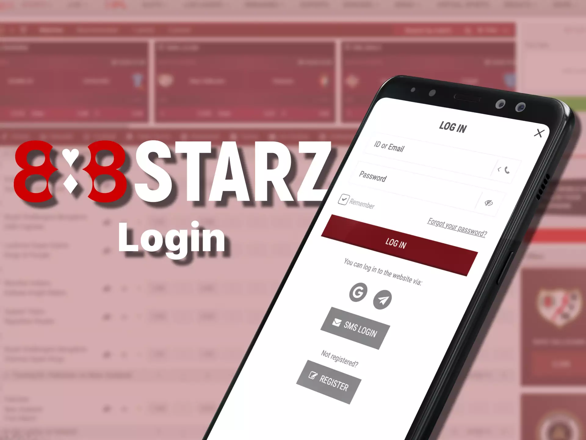 Login to your account in the 888starz app for betting and casino games.