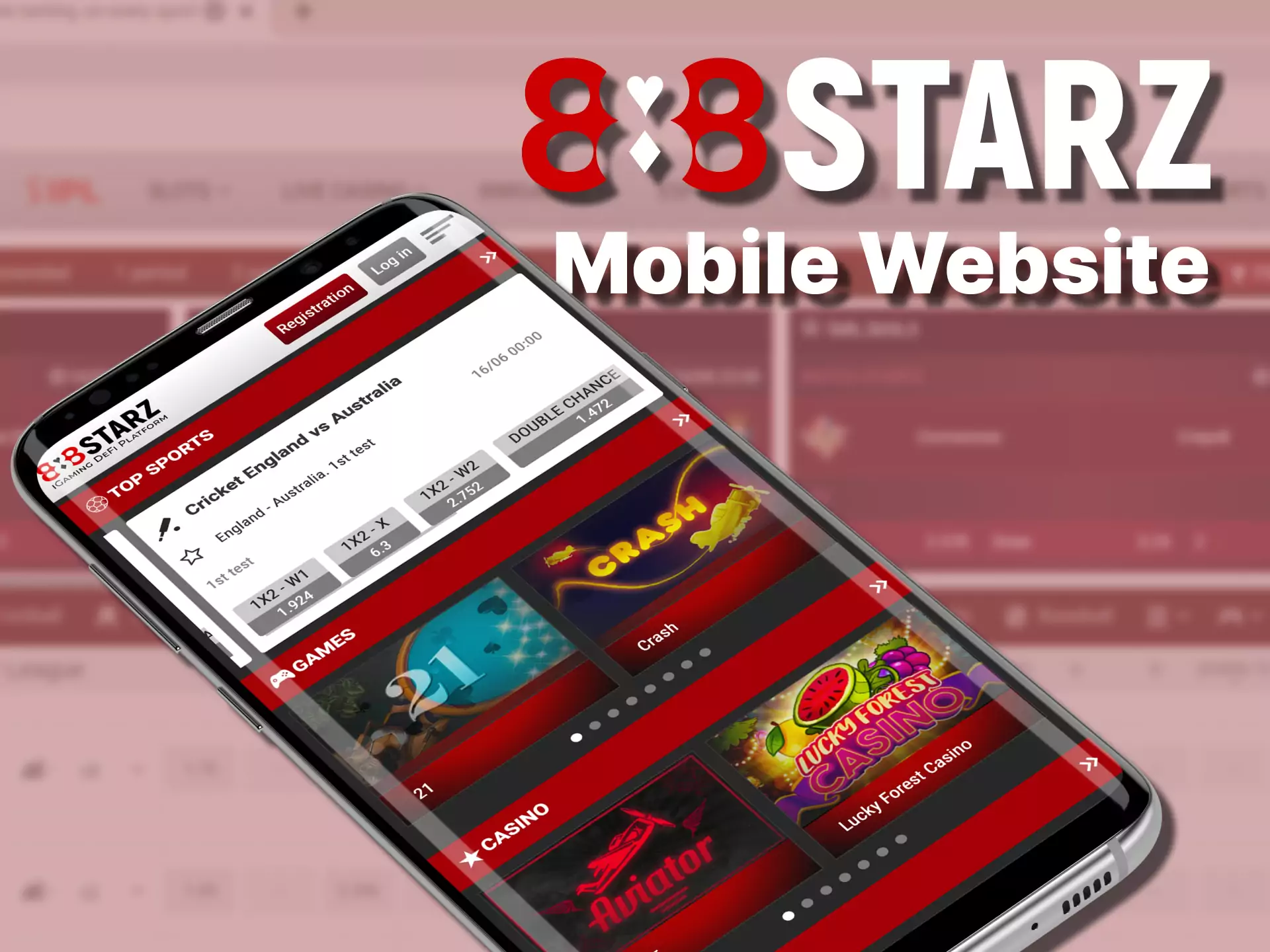 You have access to the convenient and functional mobile site 888starz for betting and casino games.