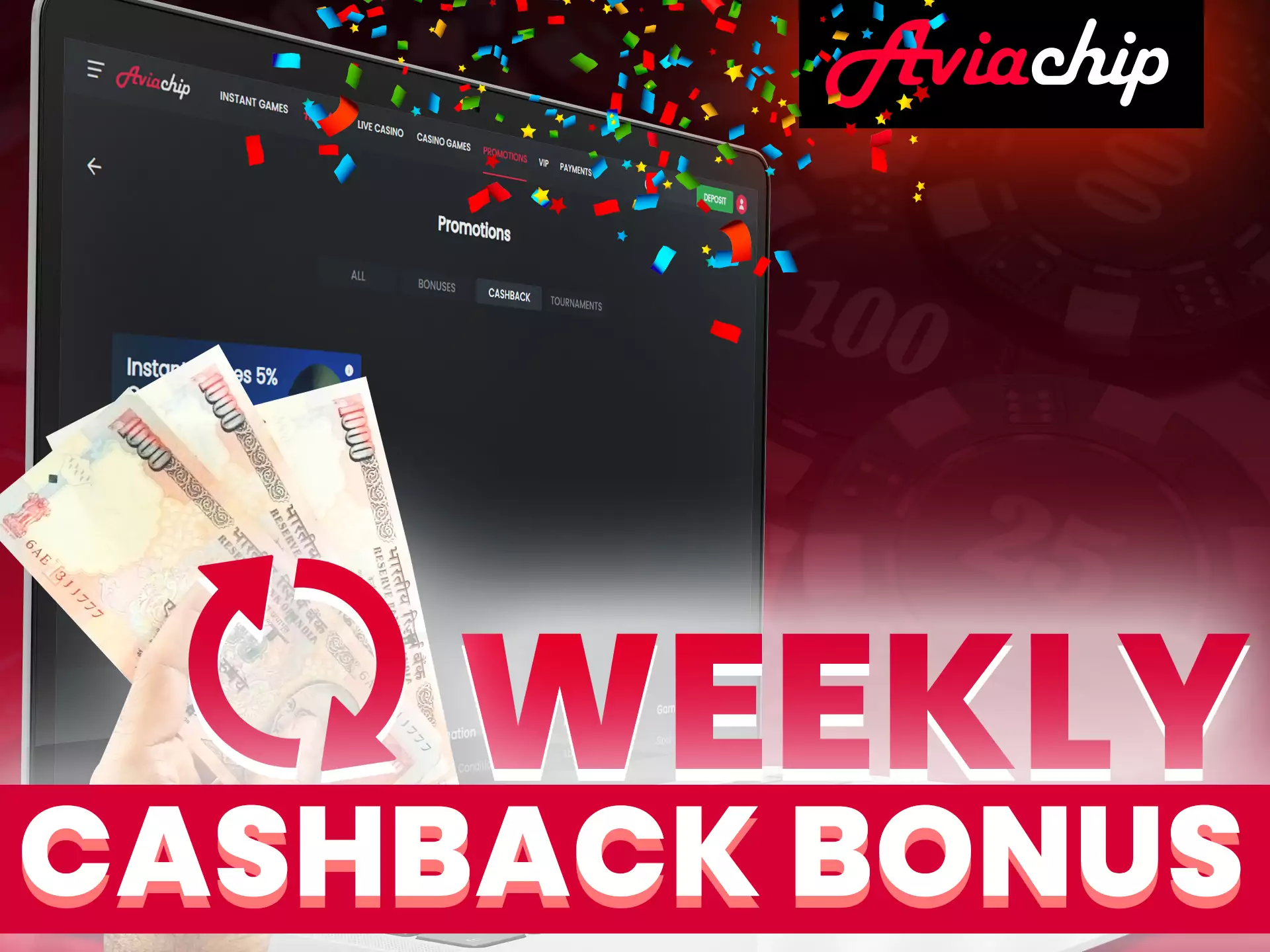 Get bonus cashback every week at Aviachip.