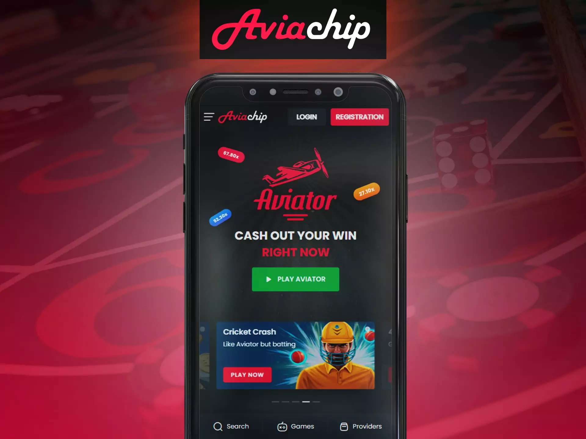 Try Aviachip's mobile website for betting and gaming.