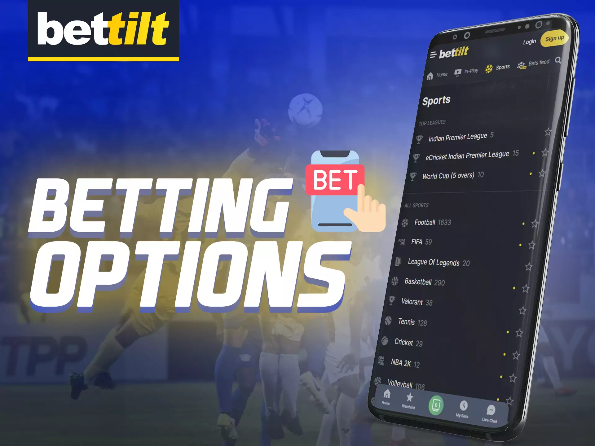 In the Bettilt app you can try different betting options.
