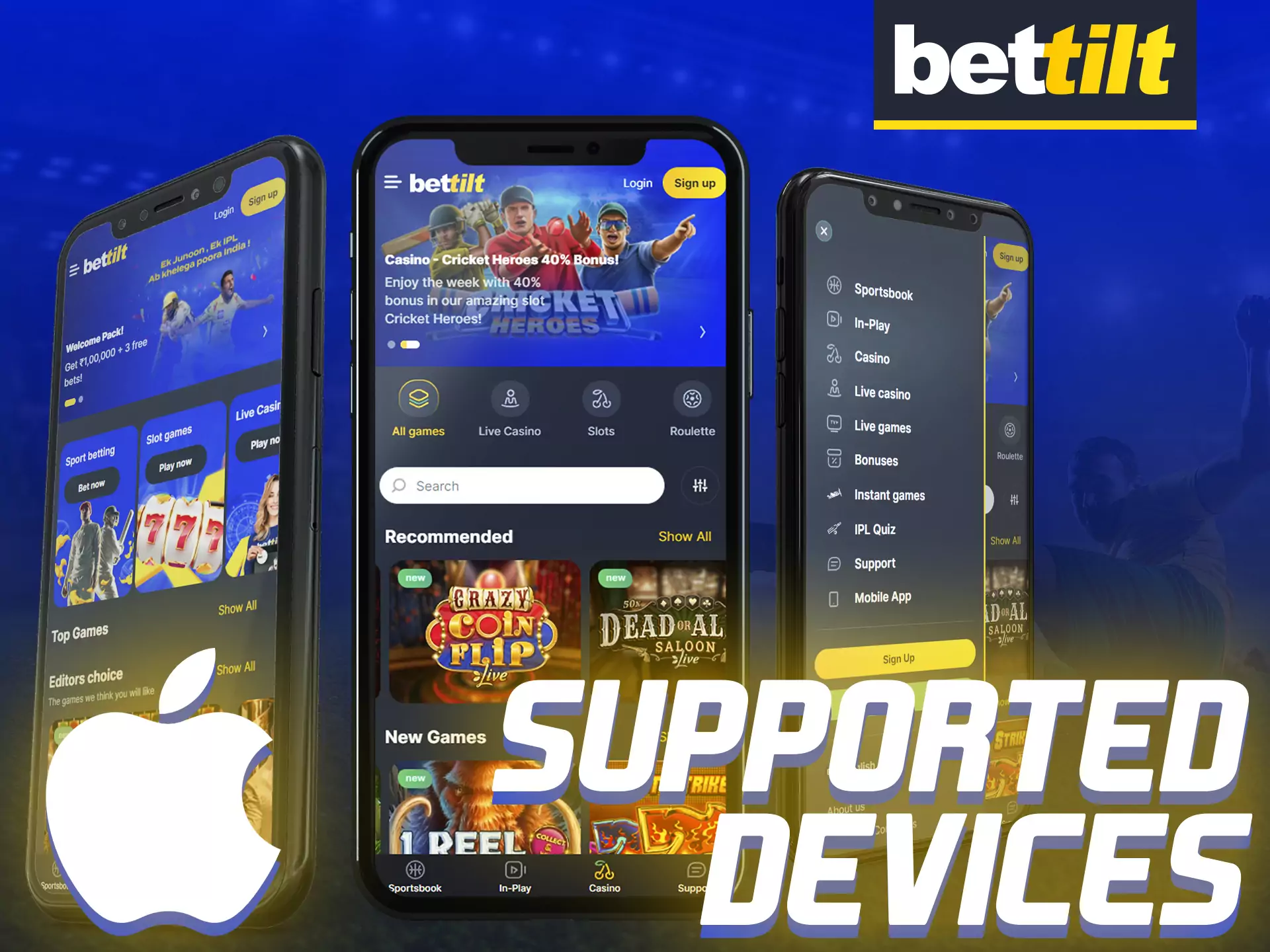 The Bettilt app is supported on a variety of iOS devices.