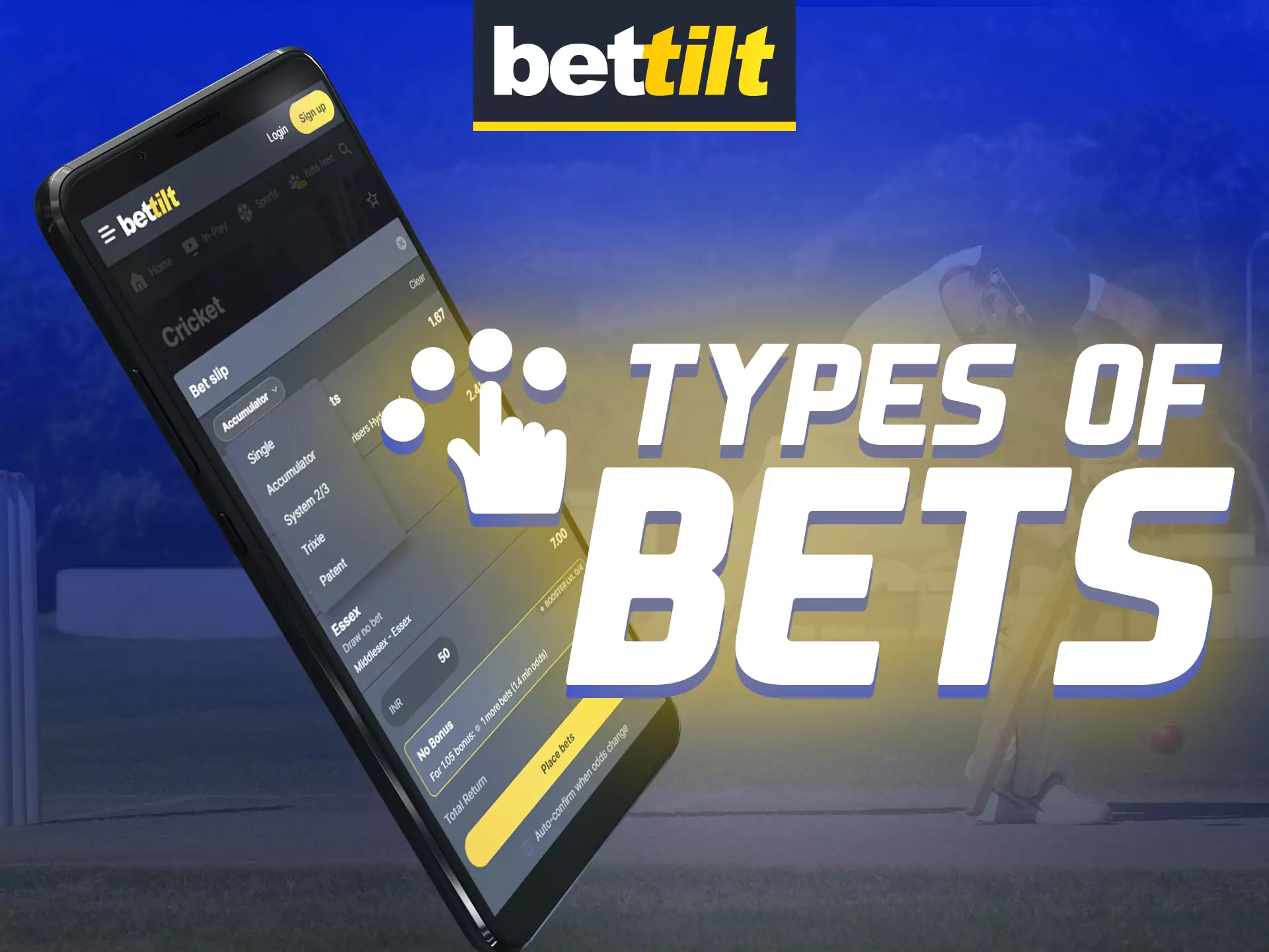 Try different types of sports betting in the Bettilt app.