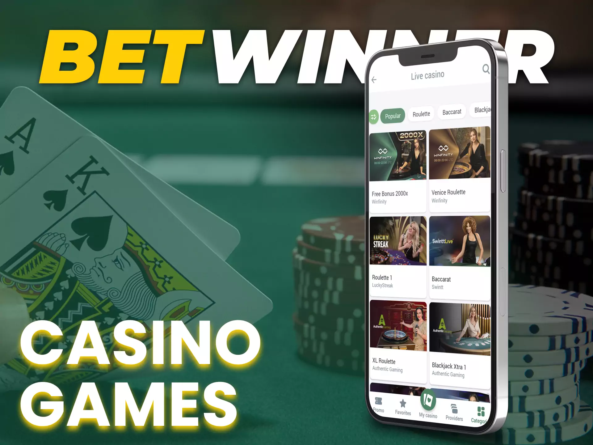 In the Betwinner app, play exciting casino games.