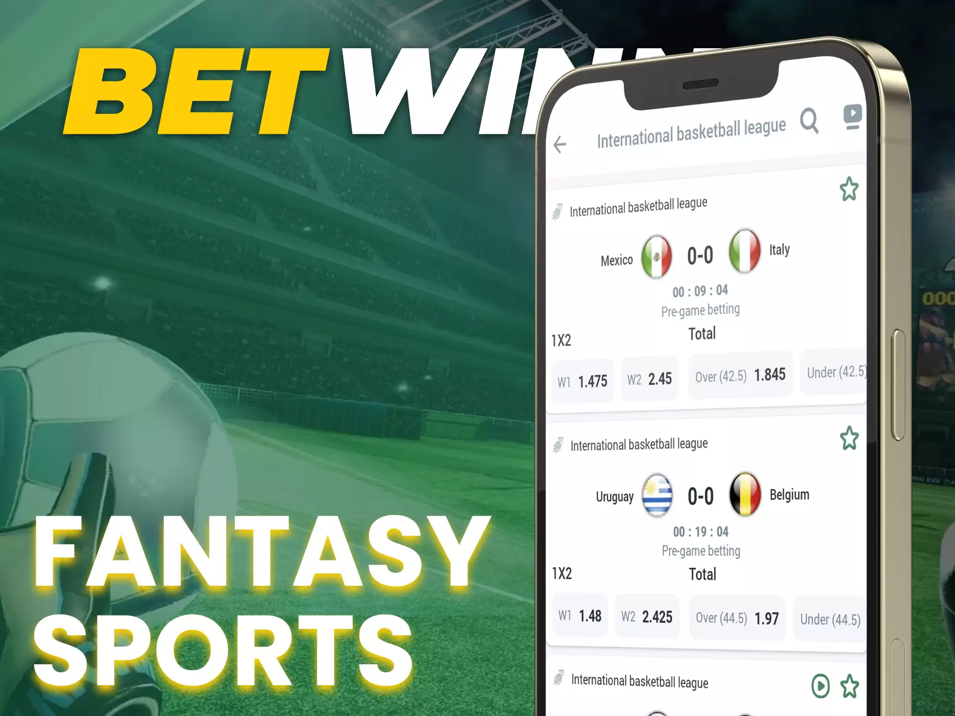 With the Betwinner app, bet on fantasy sports.