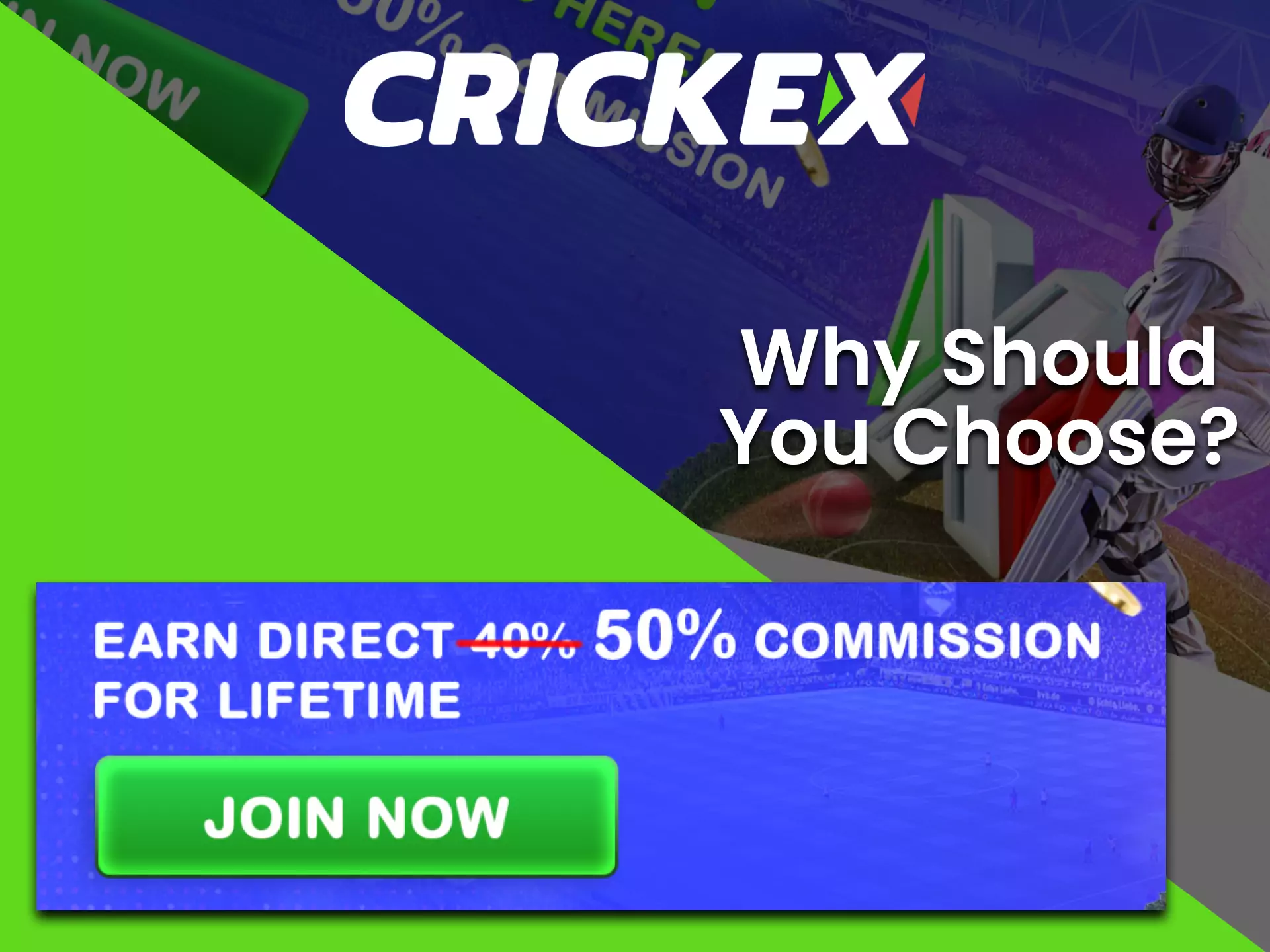 On Crickex, you find great conditions for members of the affiliate program.