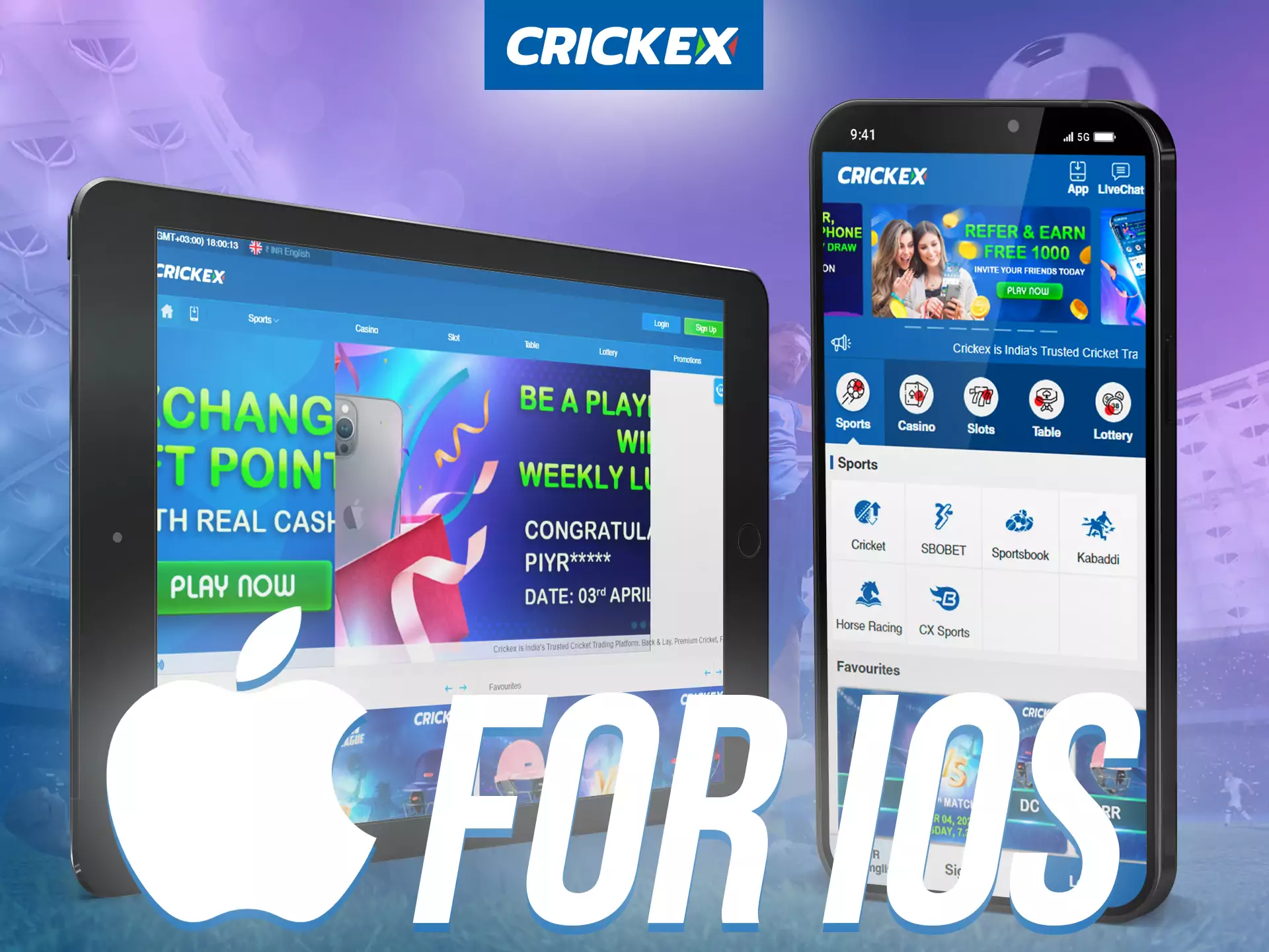 Install the Crickex app on your iOS phone.
