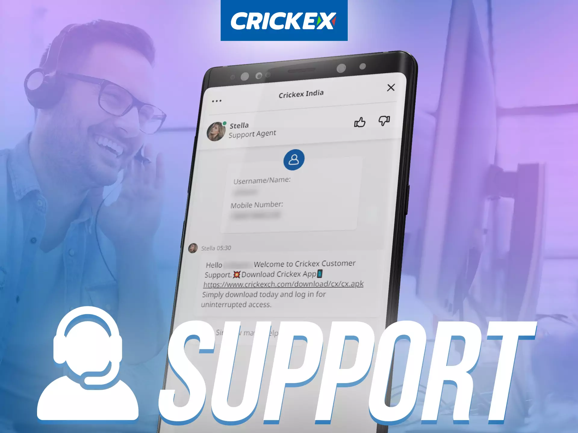 In the Crickex app, users can count on the support around the clock.