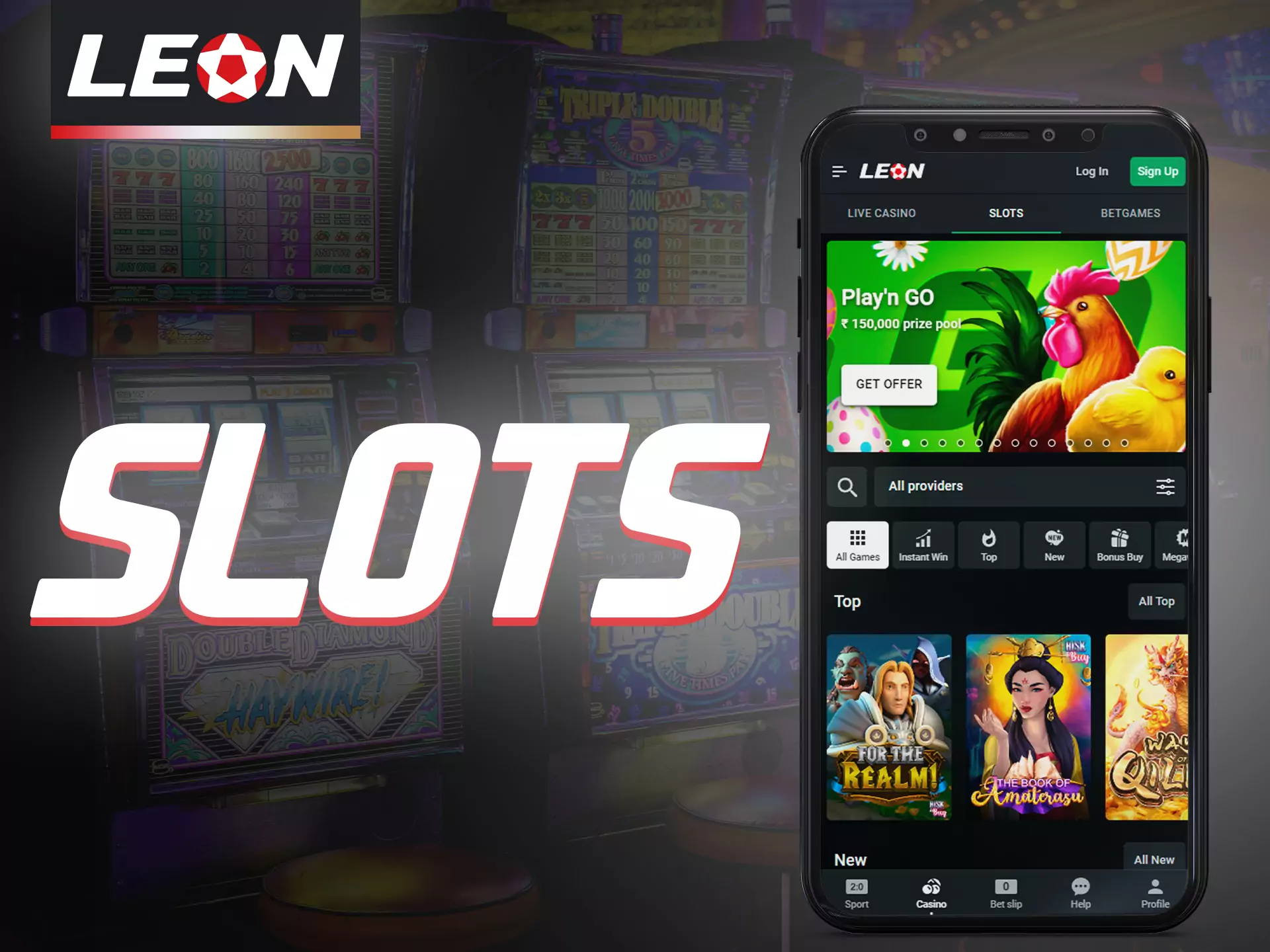 Try your luck in the slots on the Leonbet app.