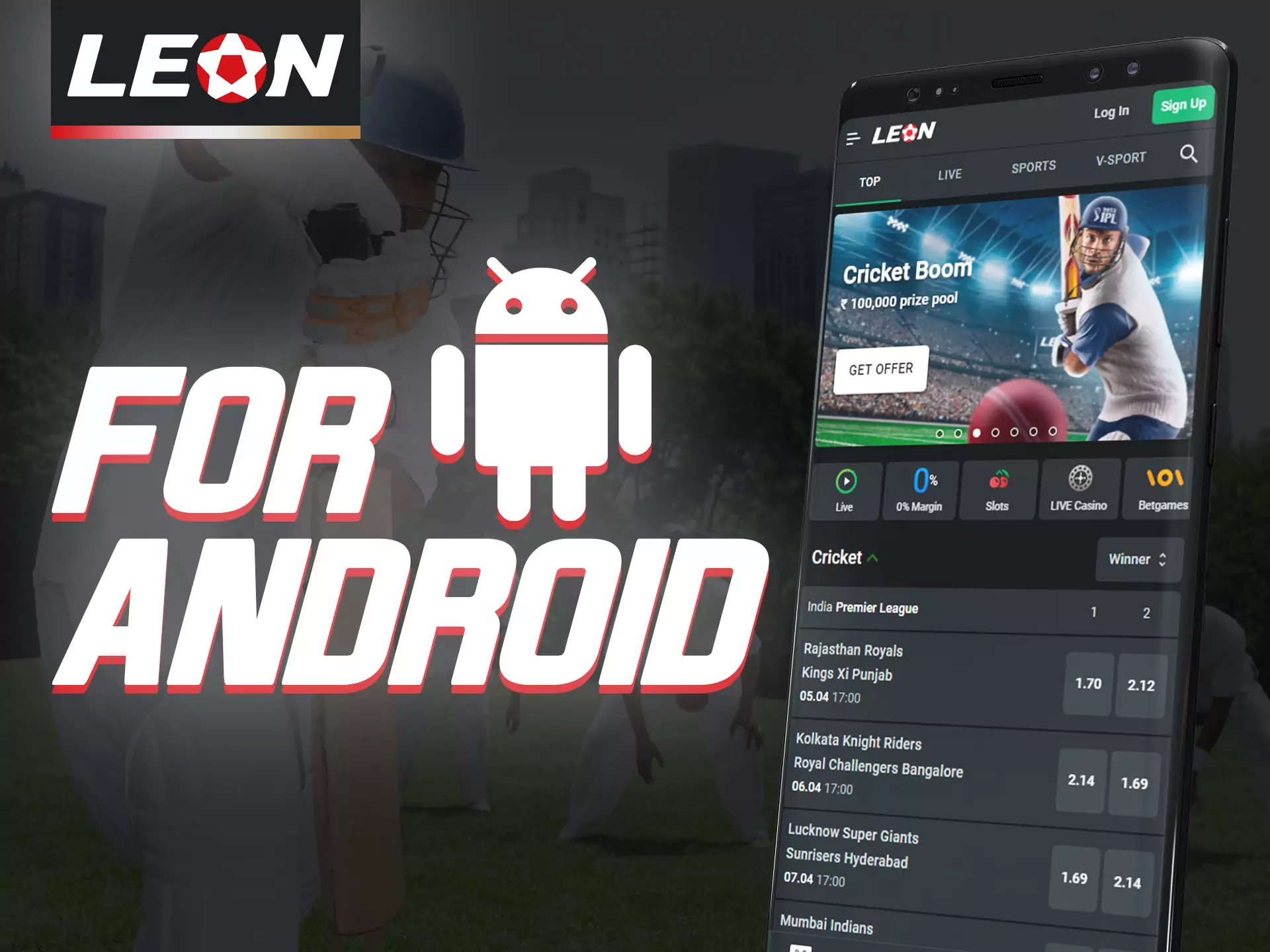 Place sports bets with the Leonbet app on your Android phone.