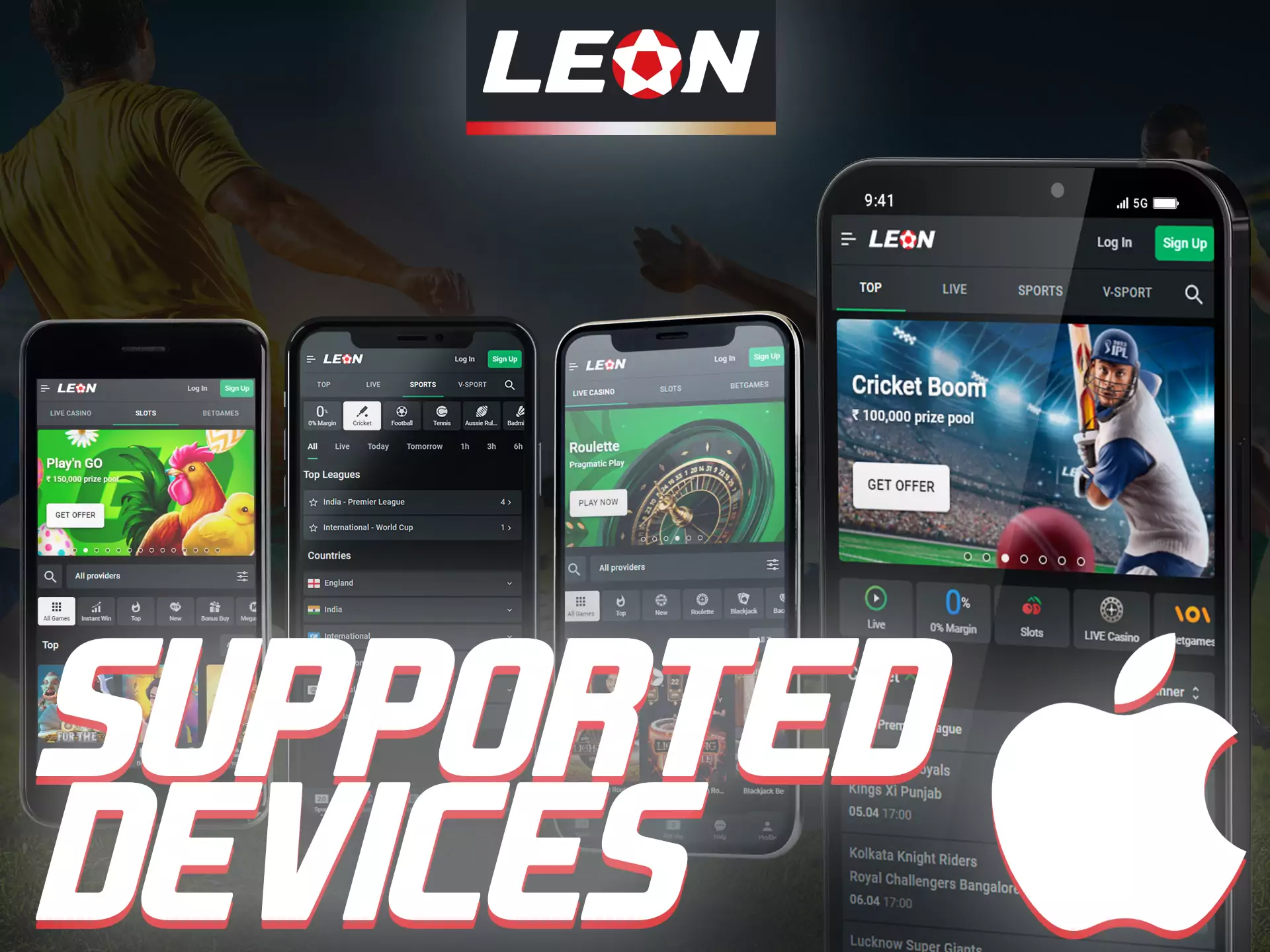 Leonbet app is supported on various iOS devices.
